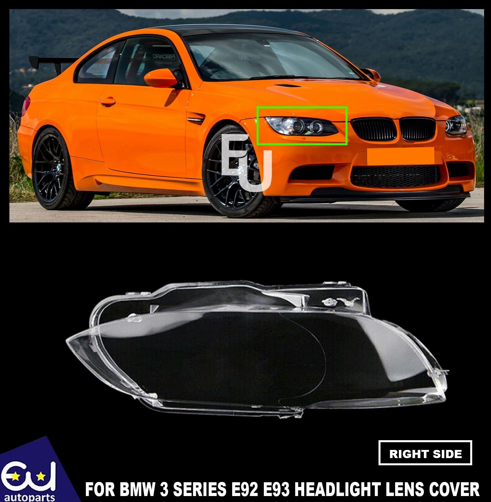 RIGHT SIDE HEADLIGHT HEADLAMP LENS COVER SHELL FOR BMW E92 COUPE E93 CABRIO 06-9