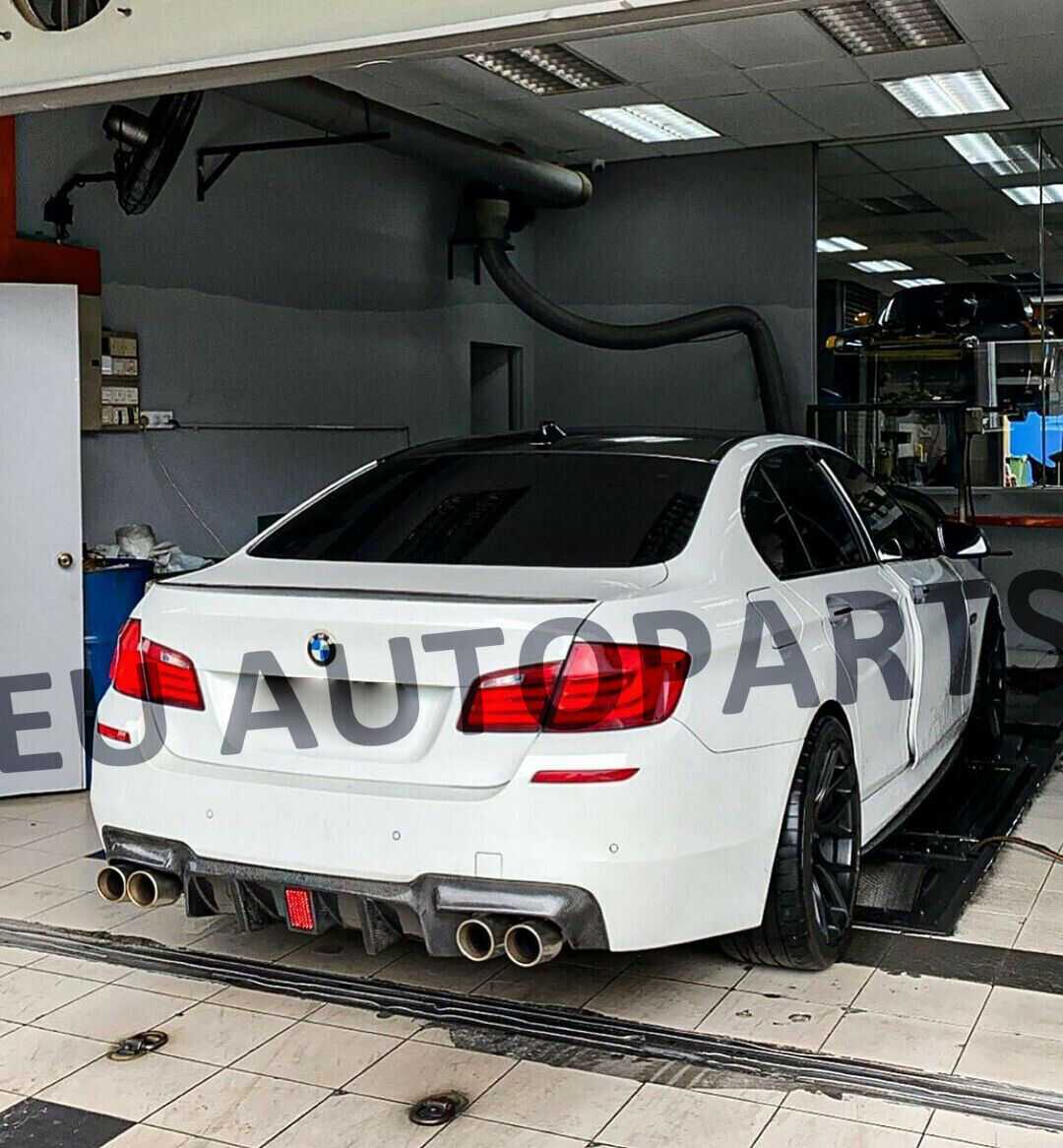 FOR BMW F10 F11 5 SERIES REAR DIFFUSER BUMPER VALANCE WITH LED M-SPORT GLOSS BLK