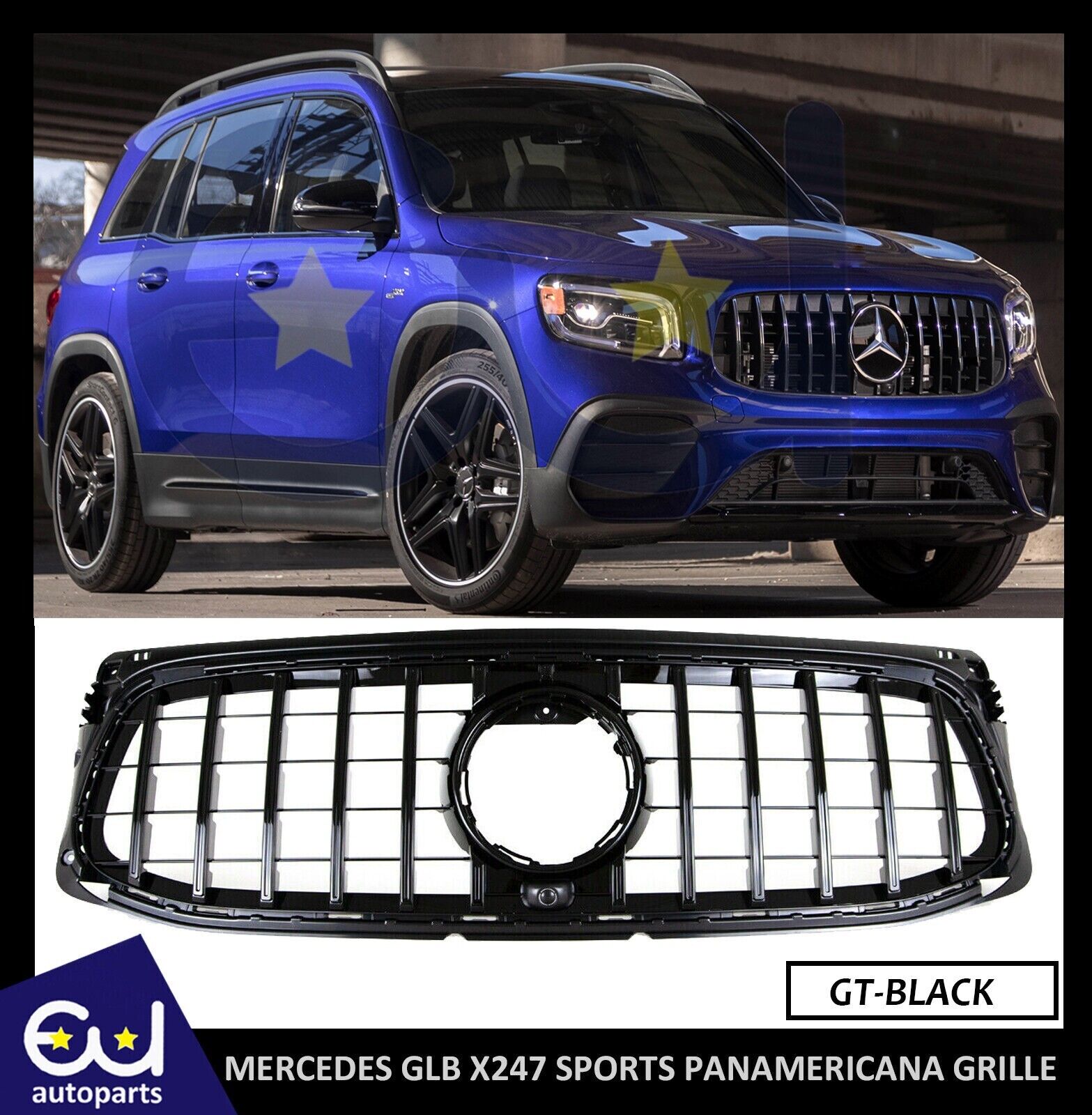 FOR MERCEDES GLB X247 2020-ON AMG FRONT GRILLE GRILL GLOSS BLACK PANAMERICANA GT
