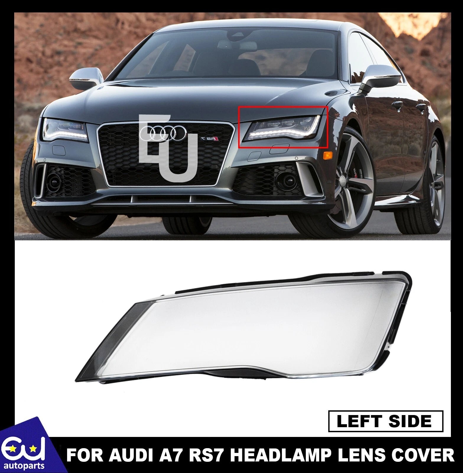 FOR AUDI A7 FRONT HEADLAMP HEADLIGHT LENS GLASS COVER LEFT PASSENGER SIDE 10-14
