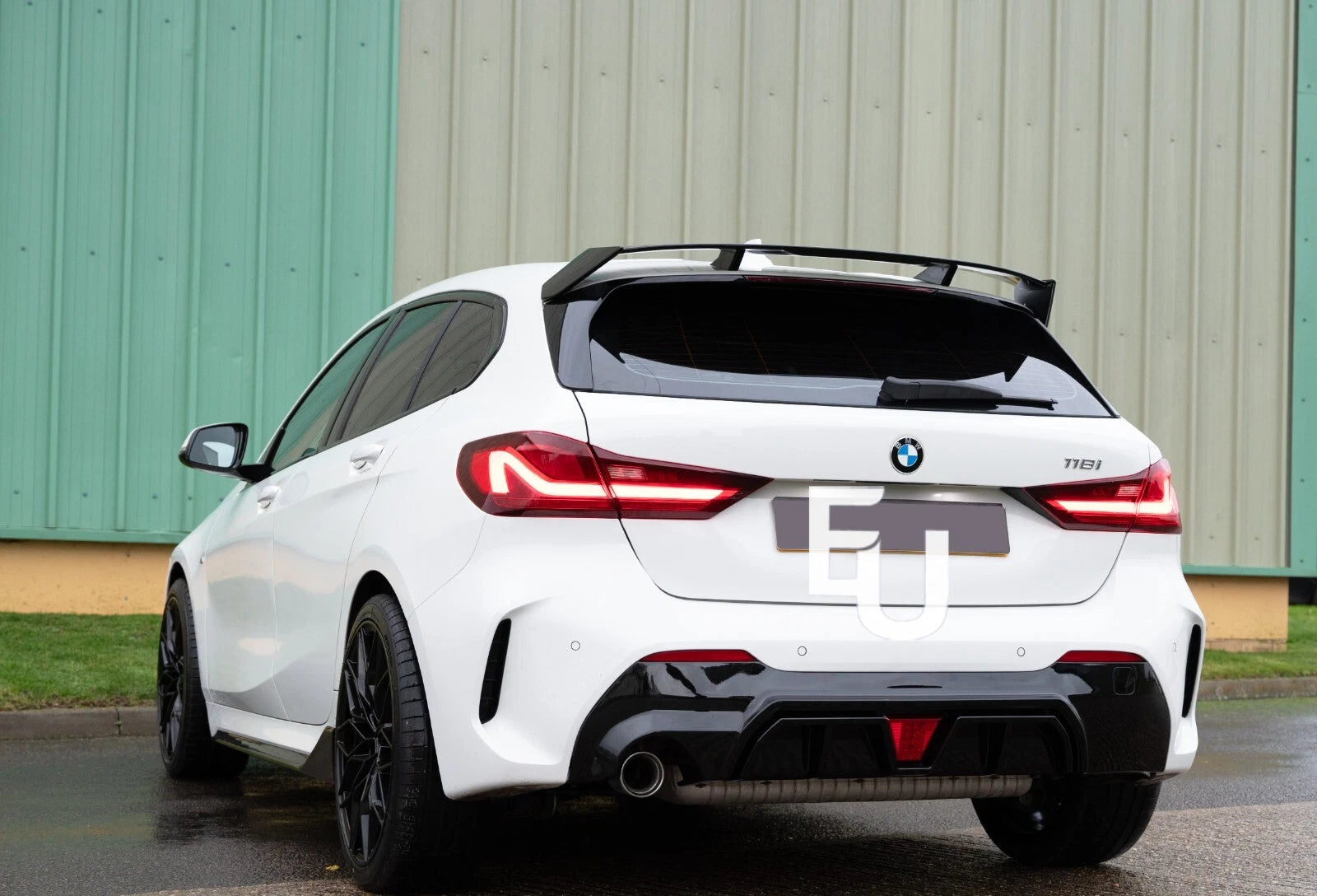 FOR BMW 1 SERIES F40 REAR LED DIFFUSER M SPORT SINGLE EXHAUST GLOSS BLACK 2019+