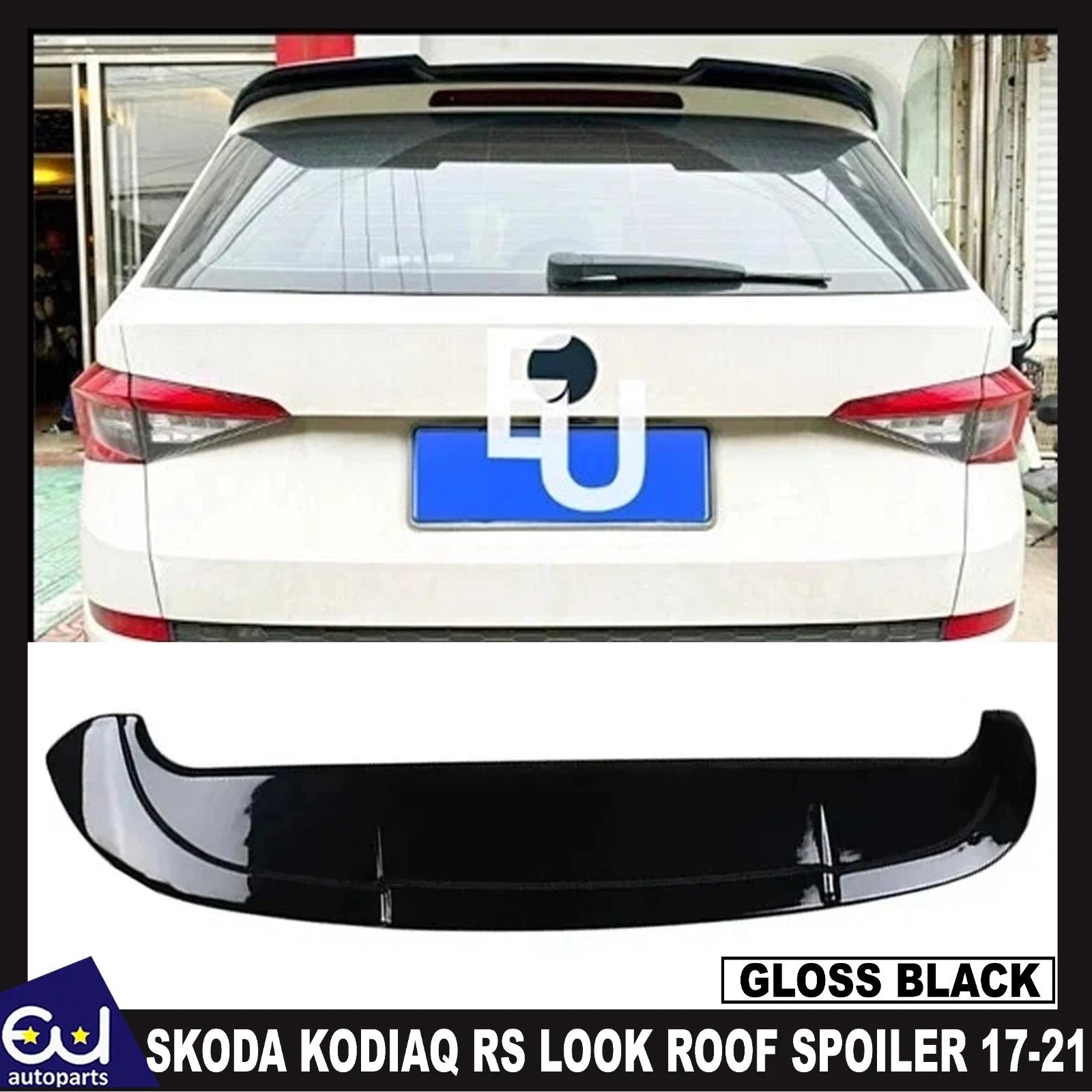 REAR ROOF SPOILER WING LIP SPLITTER FOR SKODA KODIAQ RS LOOK 2017-21 GLOSS BLACK