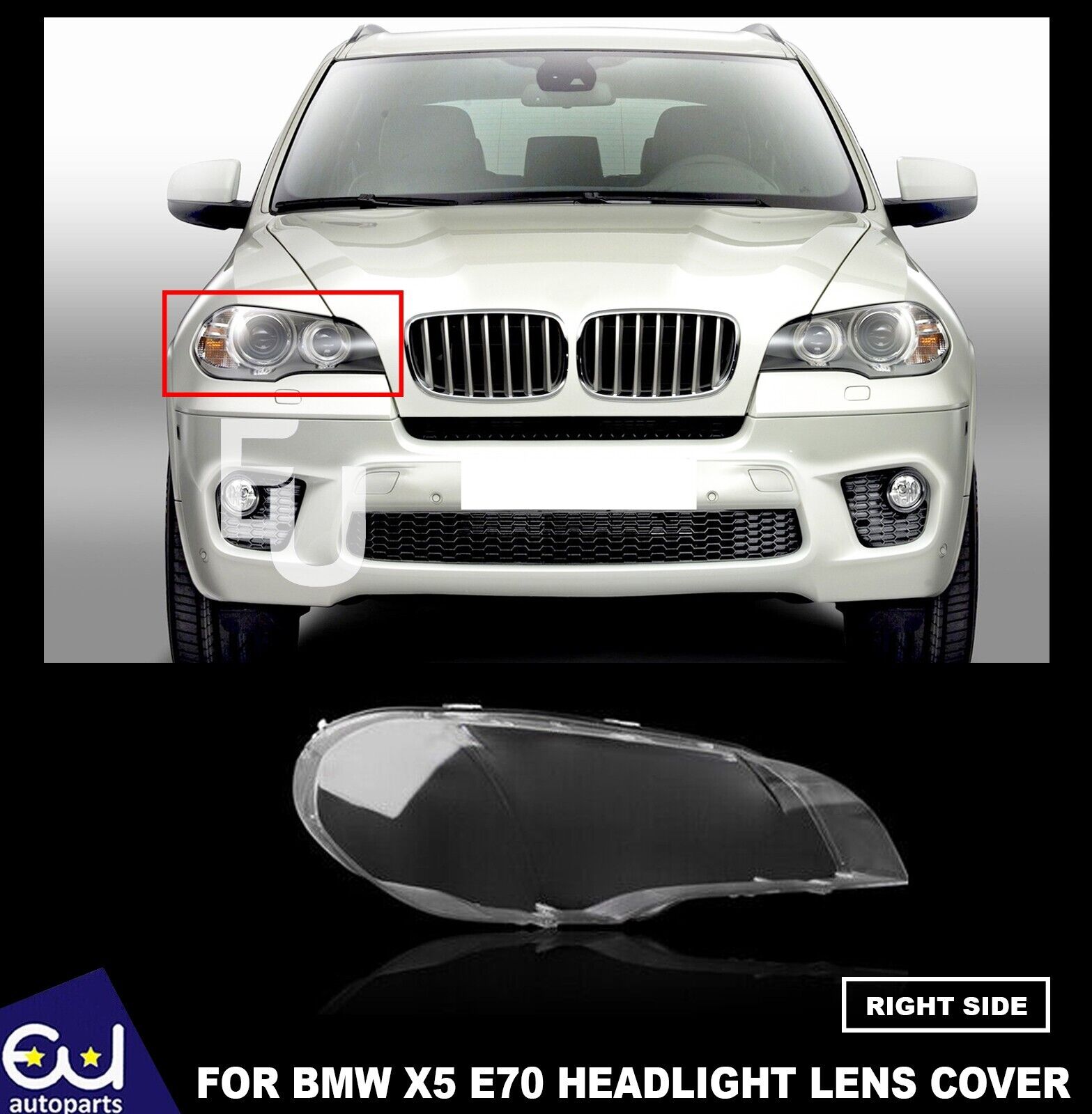 FOR BMW X5 E70 HEADLAMP HEADLIGHT LENS COVER RIGHT DRIVER SIDE 2007-2013