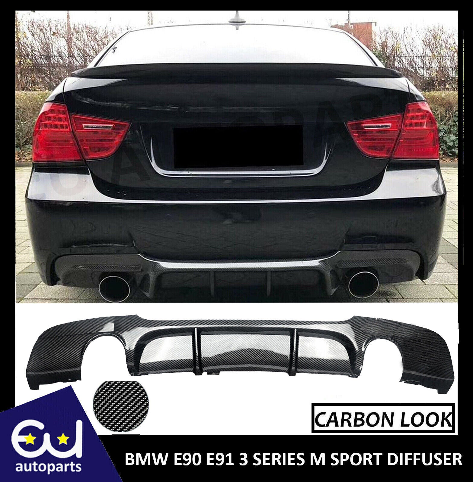 FOR BMW 3 SERIES E90 E91 335i STYLE M SPORT REAR DIFFUSER SPLITTER CAR