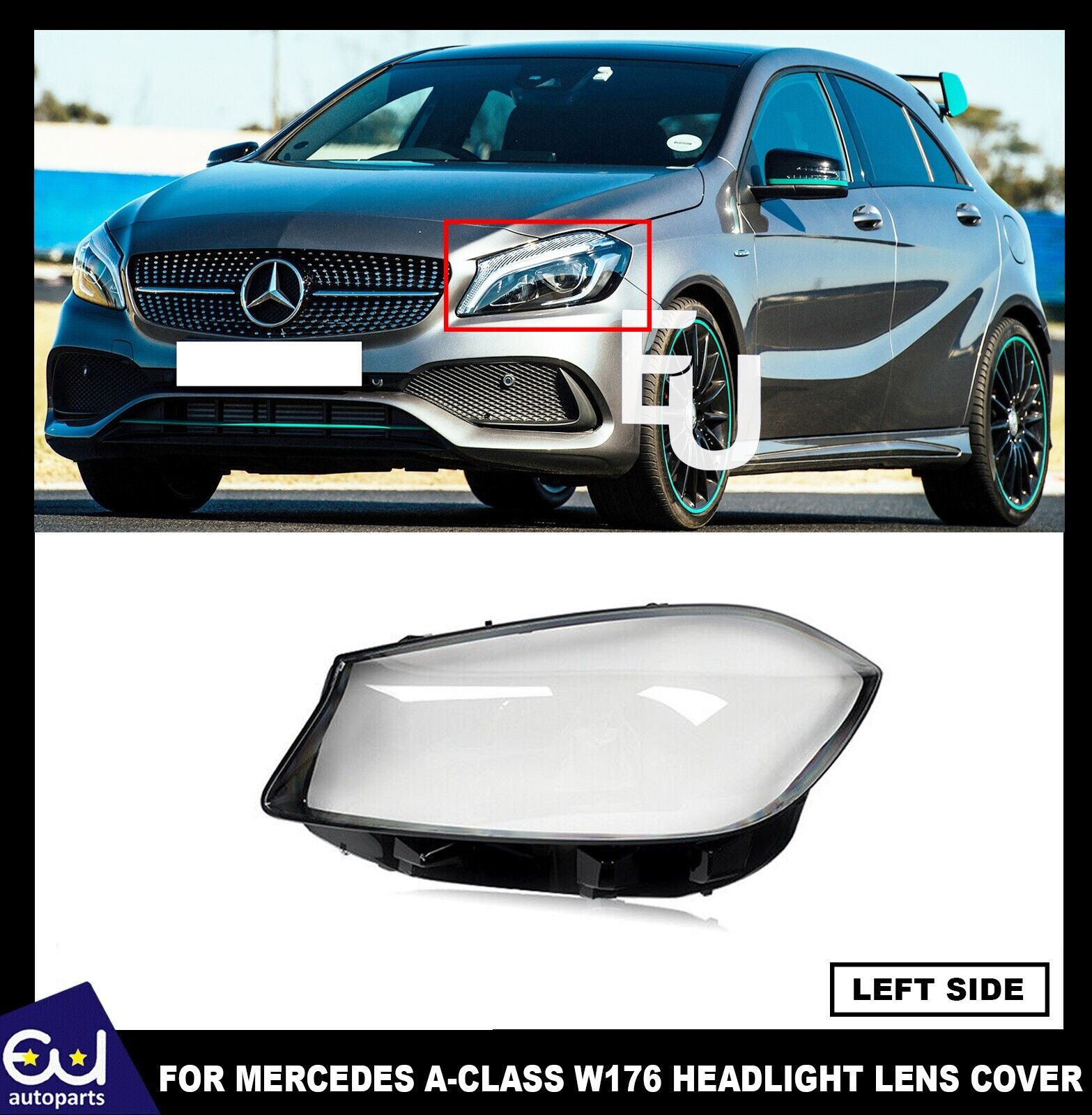 FOR MERCEDES A CLASS W176 2016-2018 HEADLIGHT LAMP GLASS LENS COVER SHELL LEFT