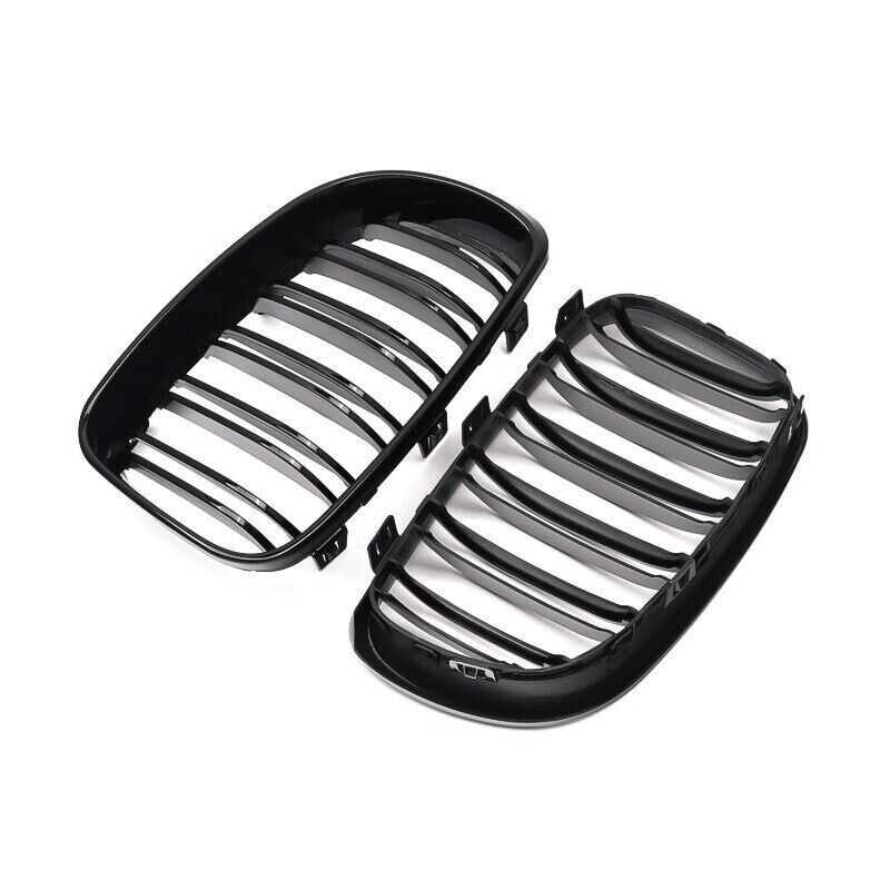 FOR BMW 1 SERIES E81 E82 E87 E88 KIDNEY GRILL GRILLE GLOSS BLACK DUAL SLAT 07-11
