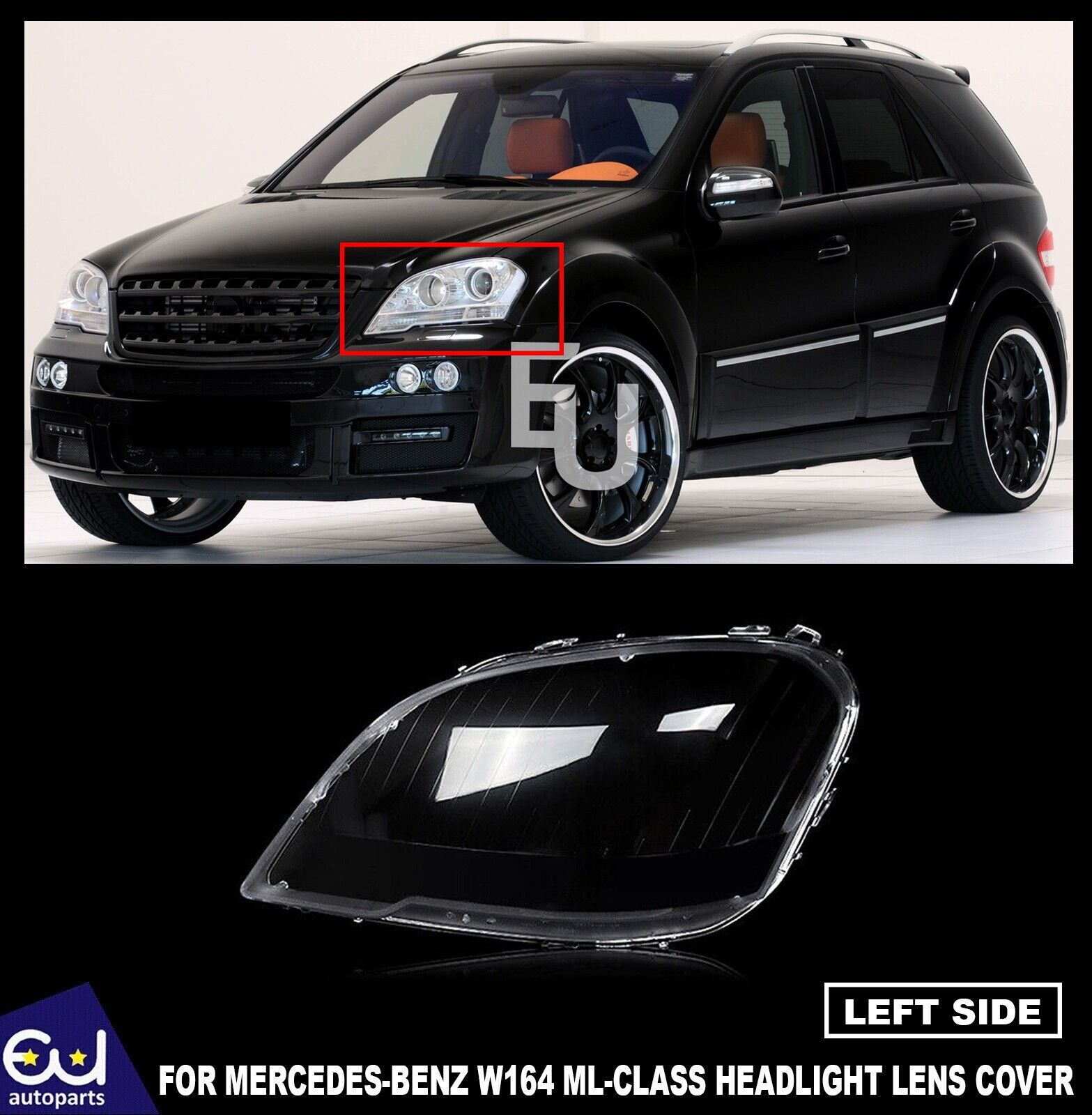 LEFT SIDE HEADLIGHT GLASS LENS COVER FOR MERCEDES BENZ ML CLASS W164 2009-2011