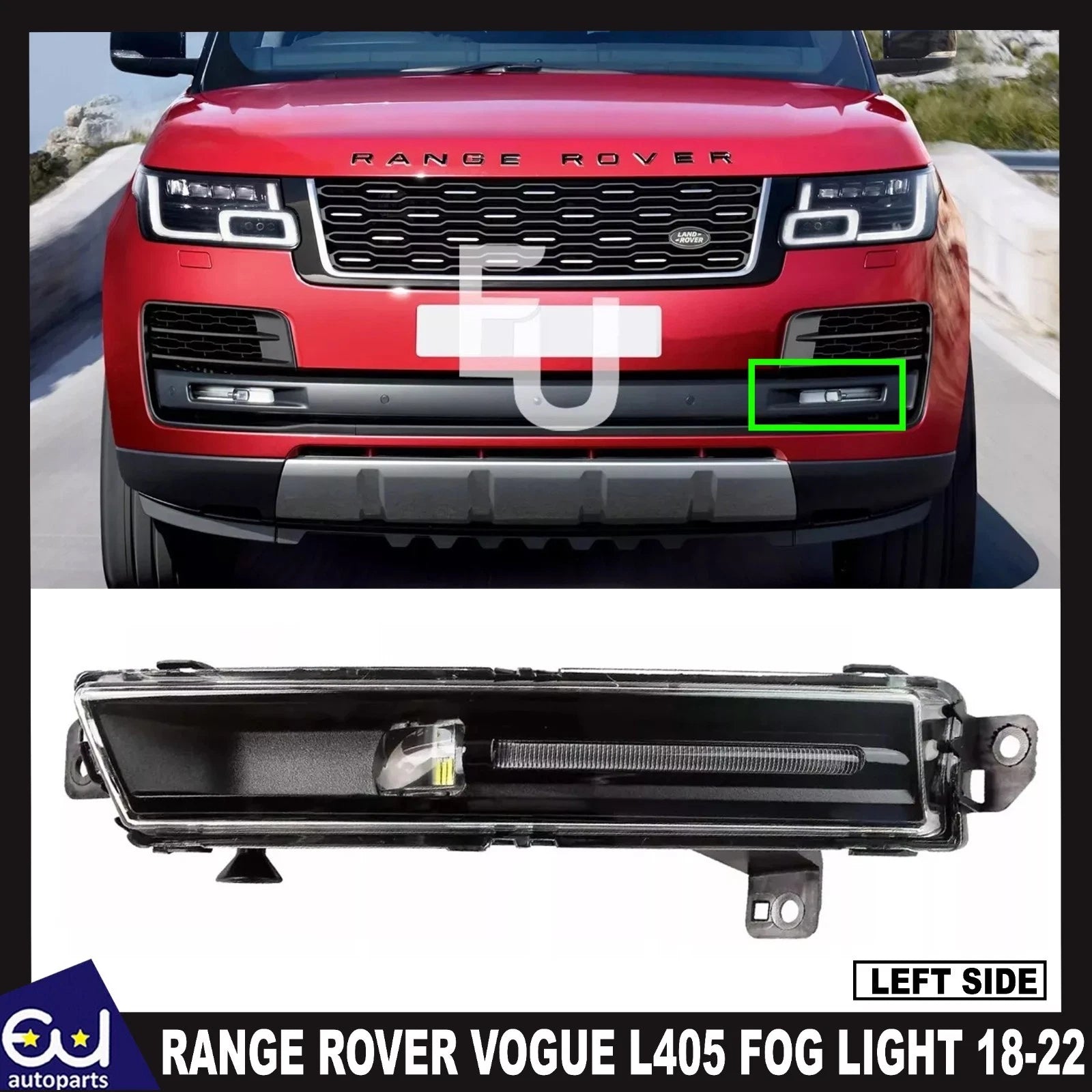 LEFT FRONT BUMPER BLACK LED FOG LAMP LIGHT FOR RANGE ROVER L405 VOGUE 2018+