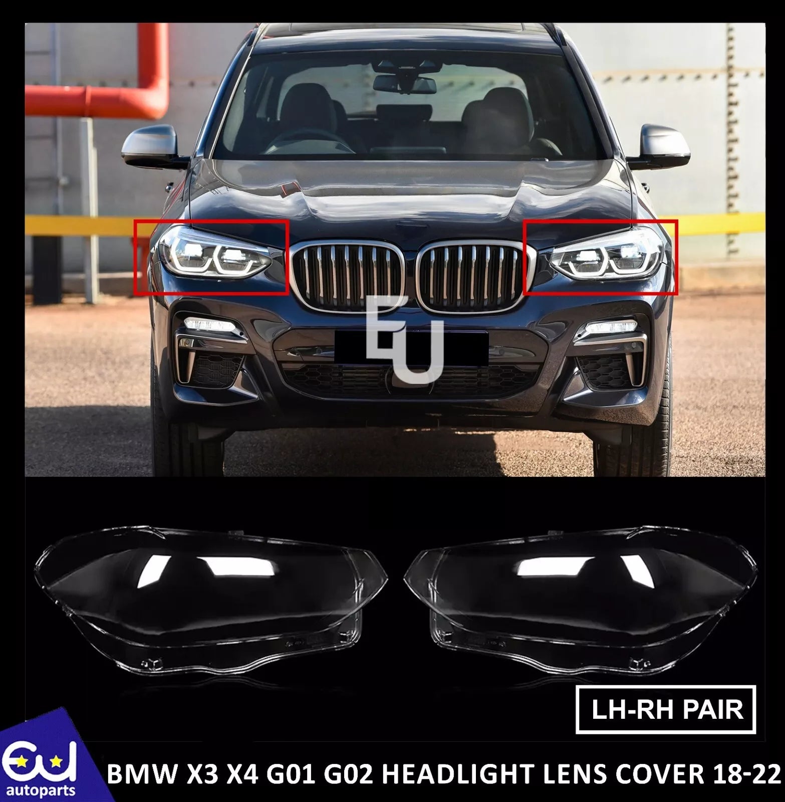 RIGHT LEFT HEADLIGHT LENS HEADLAMP COVER REPLACE FOR BMW X3 X4 G01 G02 G08 18-22