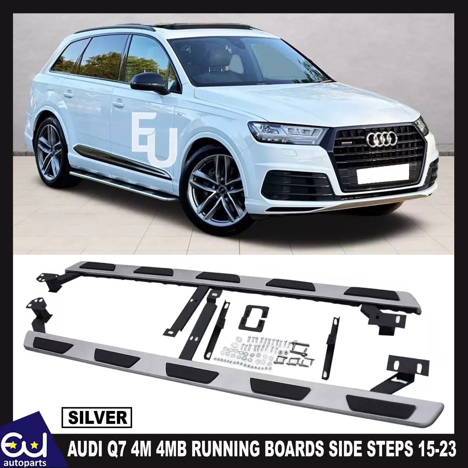 SIDE STEPS RUNNING BOARDS FOR AUDI Q7 2015-2023 4M 4MB INTEGRATED BRACKETS