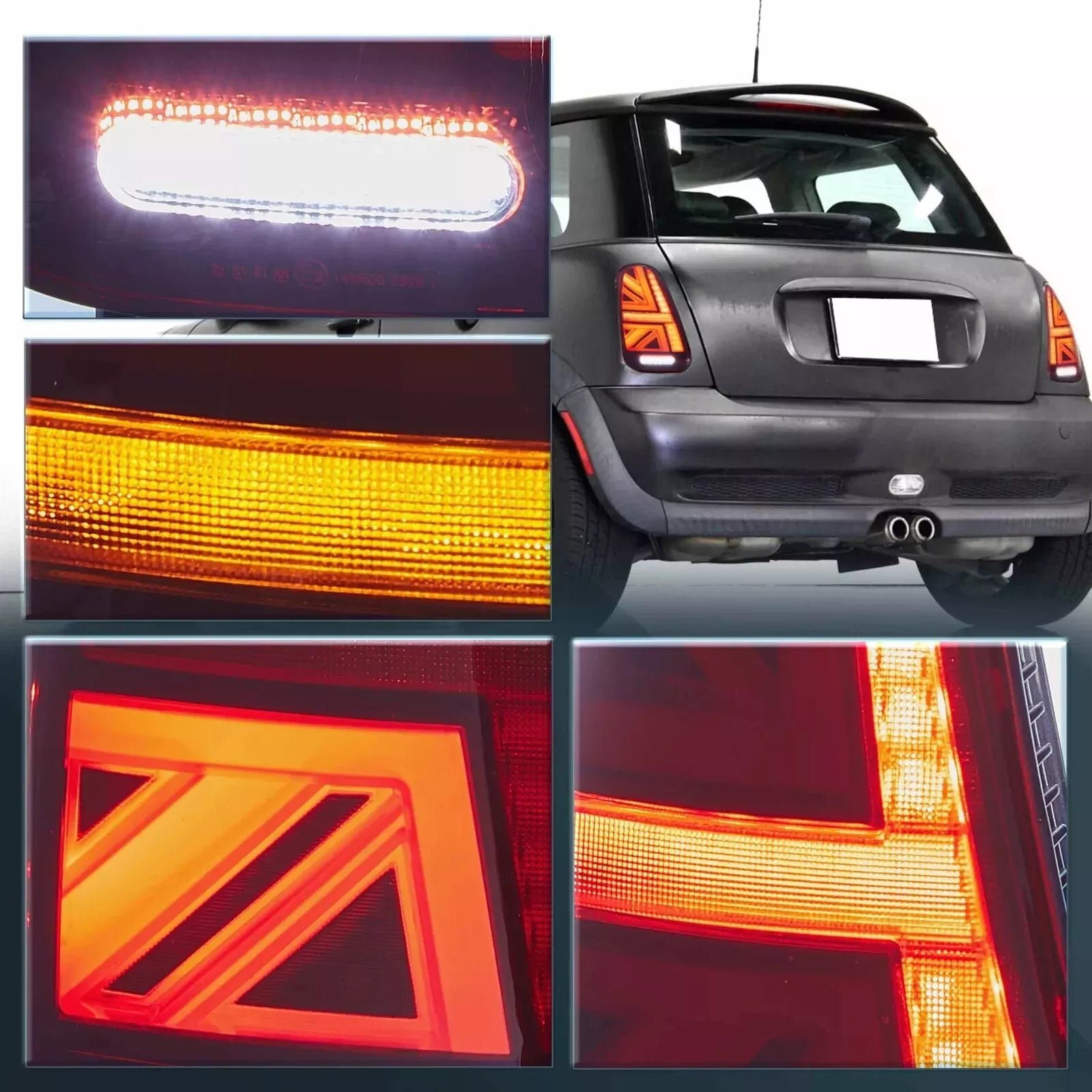 FOR MINI COOPER S R50 R52 R53 UNION JACK TAIL LIGHTS LAMP W/ANIMATION 2001-2006