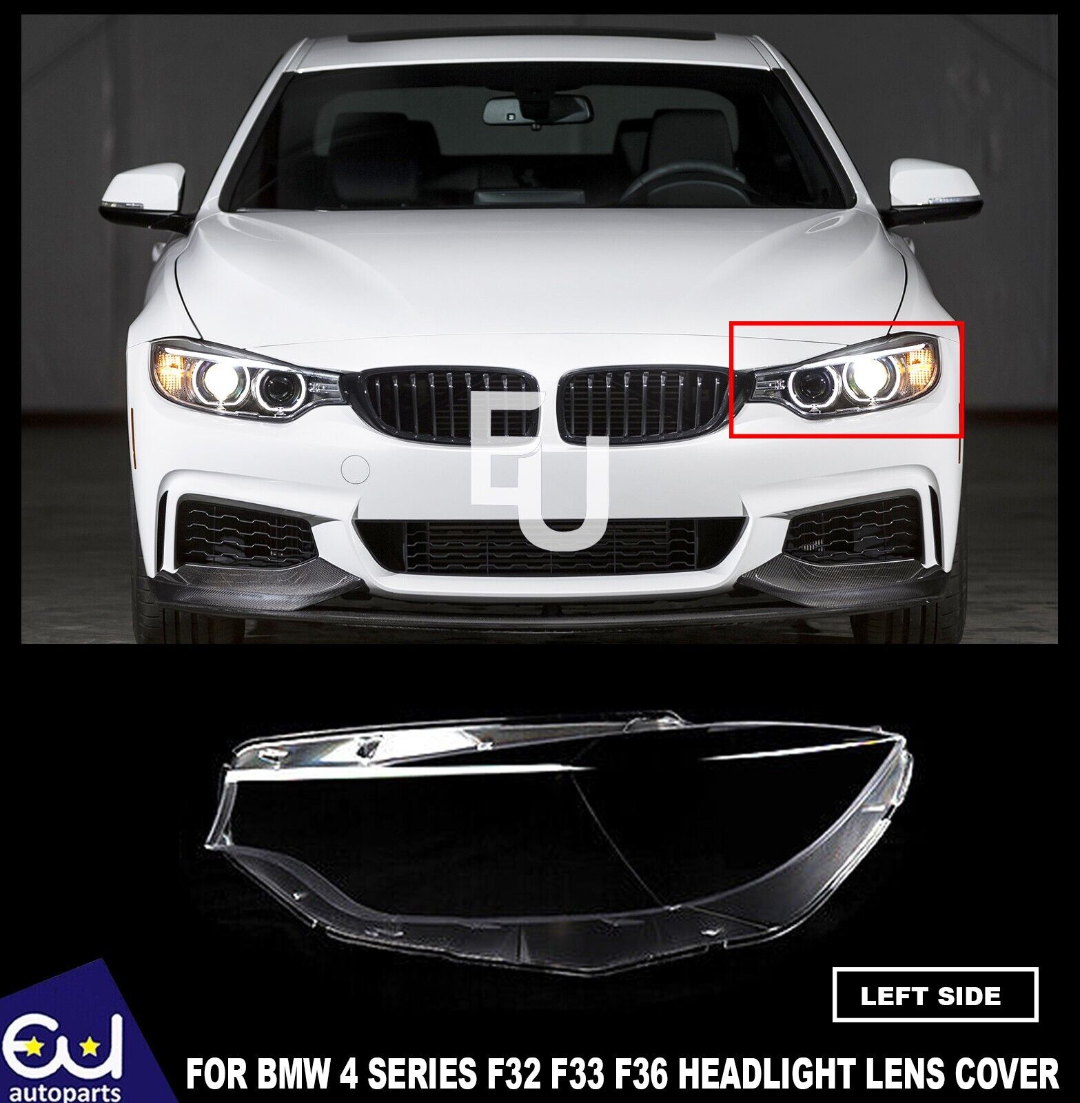 LEFT SIDE FOR BMW 4 SERIES F32 F33 F36 HEADLIGHT HEADLAMP LENS COVER 2014-2017
