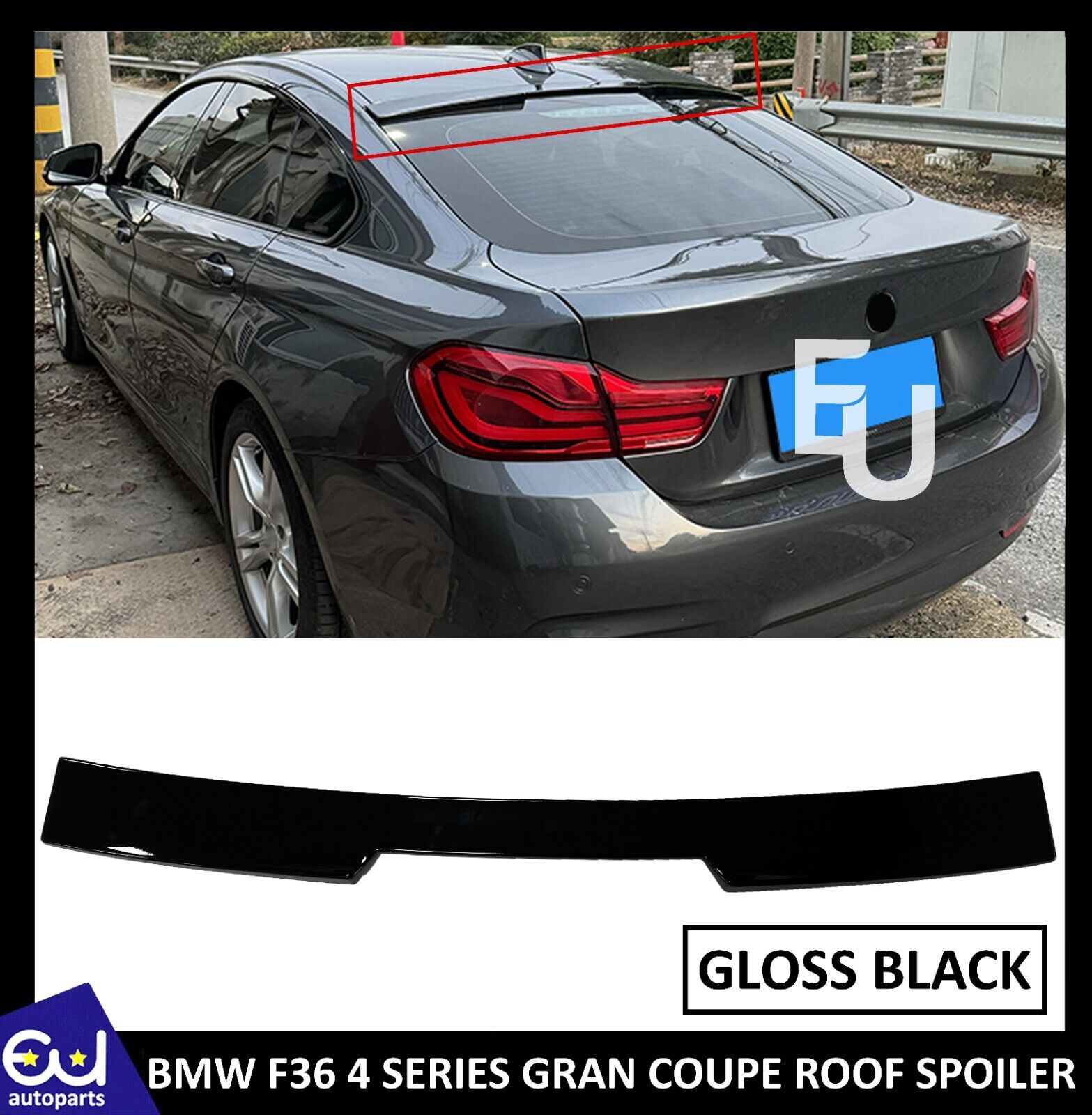 REAR ROOF BOOT SPOILER WING LIP FOR BMW 4 SERIES F36 GRAN COUPE BLACK 2014-2021