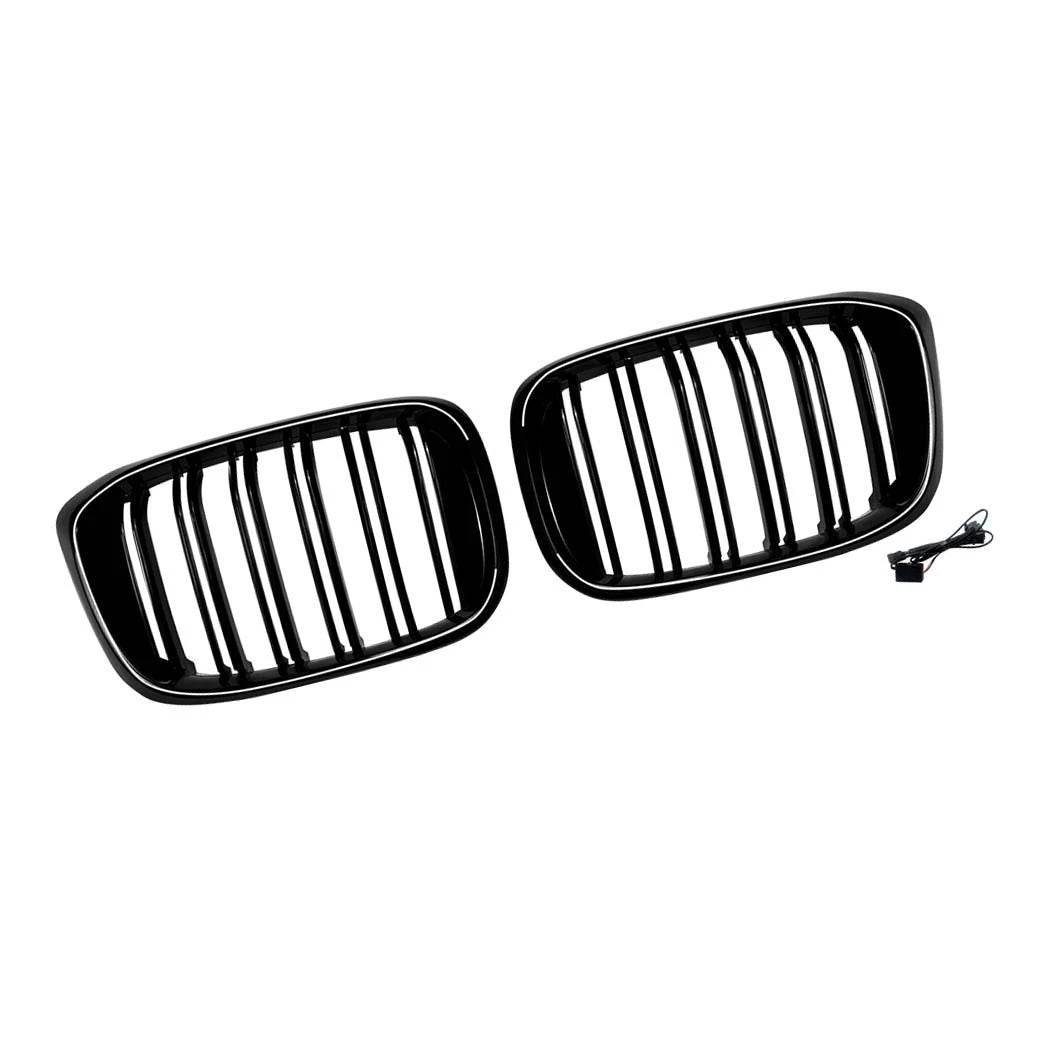 FOR BMW X3 G01 X3M G02 X4 GLOSS BLACK FRONT KIDNEY DUAL LED GRILLE GRILL 18-2022