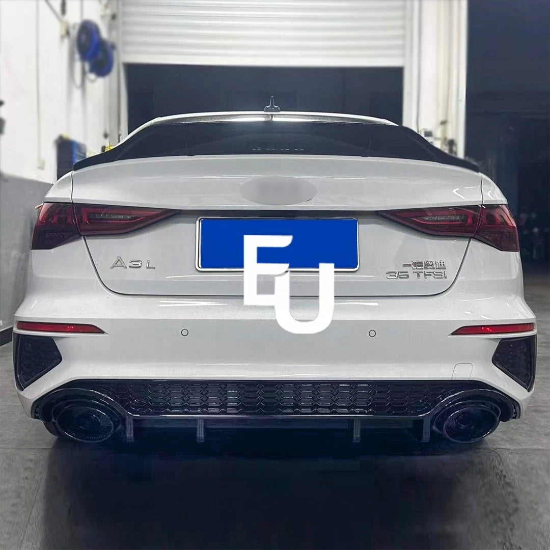 FOR AUDI A3 S3 8Y S-LINE SEDAN SALOON RS3 LOOK REAR BUMPER DIFFUSER PIPES 2020+
