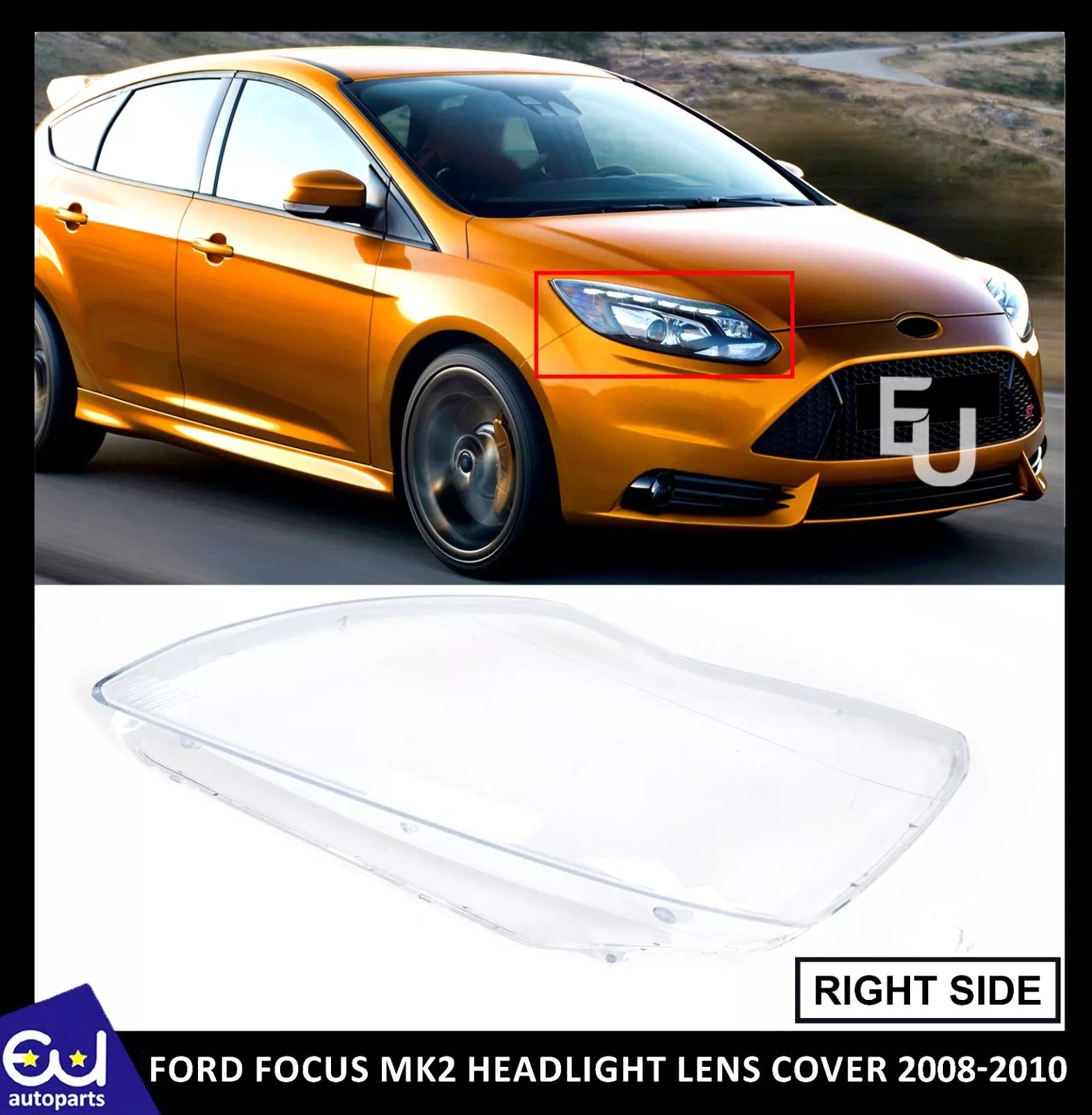 FOR FORD FOCUS MK2 FRONT HEADLIGHT LAMP LENS COVER RIGHT DRIVER SIDE 2008-2010