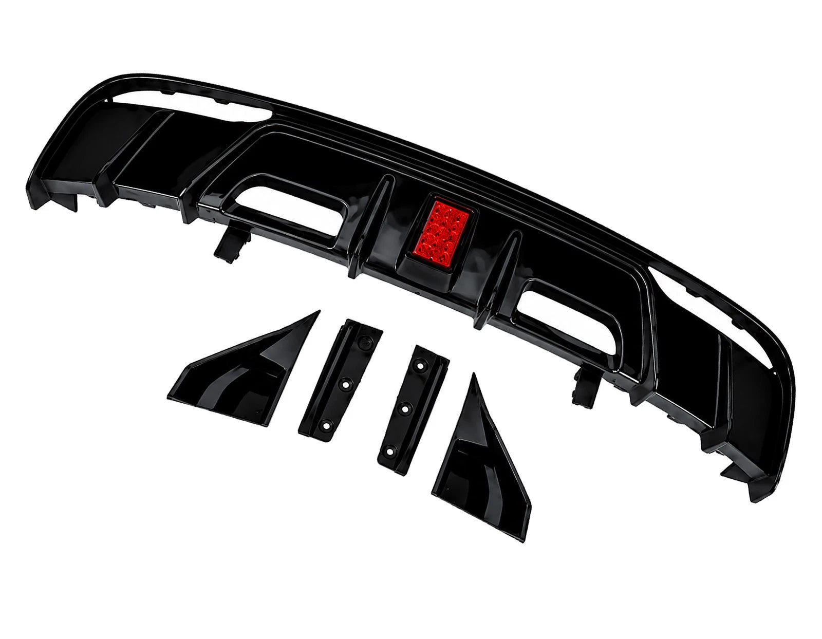 BRAGE DESIGN REAR BUMPER DIFFUSER WITH LED FOR TESLA MODEL 3 GLOSS BLK 2017-2023