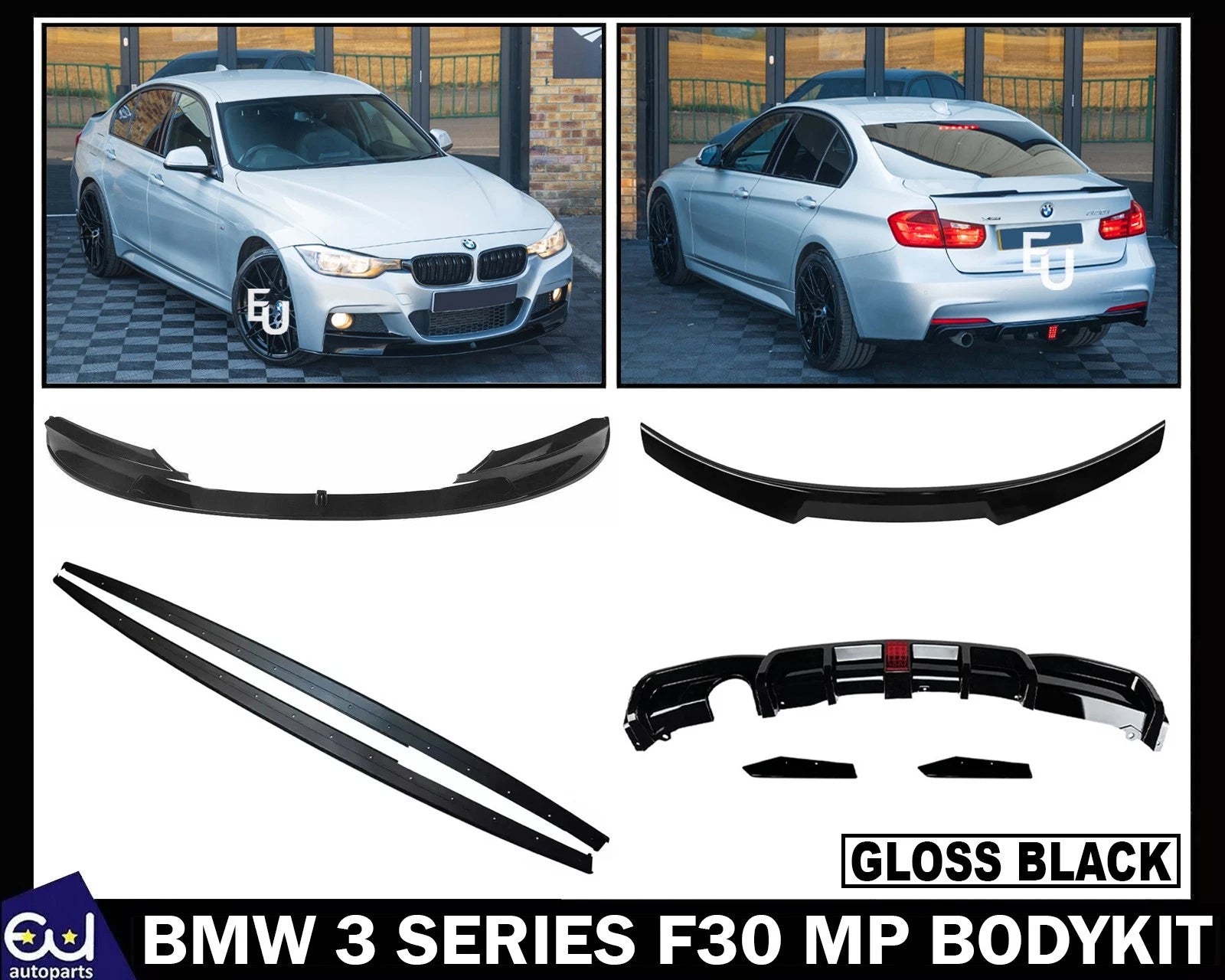 FRONT LIP SPLITTER REAR LED DIFFUSER BODYKIT FOR BMW 3 SERIES F30 MP BODY KIT