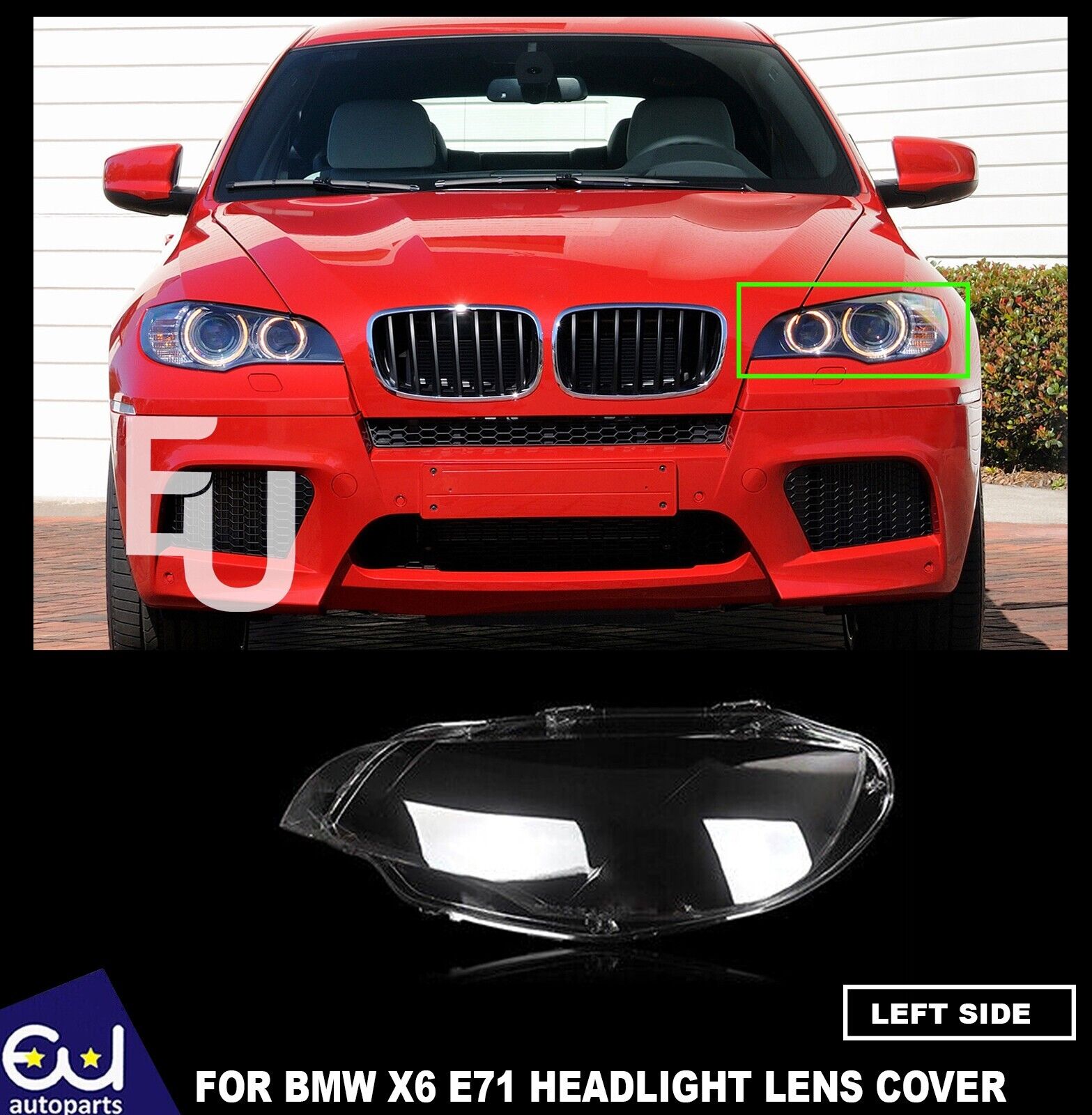 LEFT SIDE HEADLIGHT LENS COVER HEADLAMP SHELL LAMPSHADE FOR BMW X6 E71 2006-2014