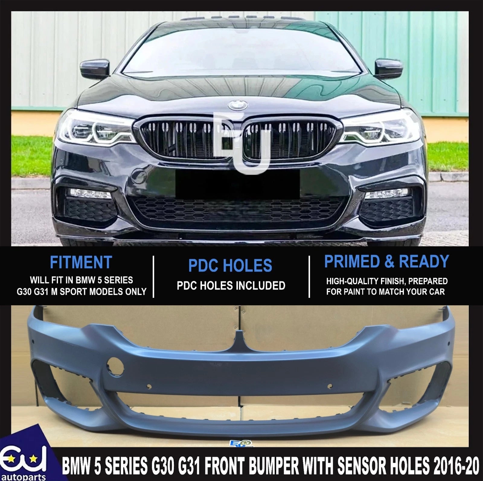 FOR BMW 5 SERIES G30 G31 M SPORT FRONT BUMPER + 4 PDC 2016-2020 51118064928 NEW