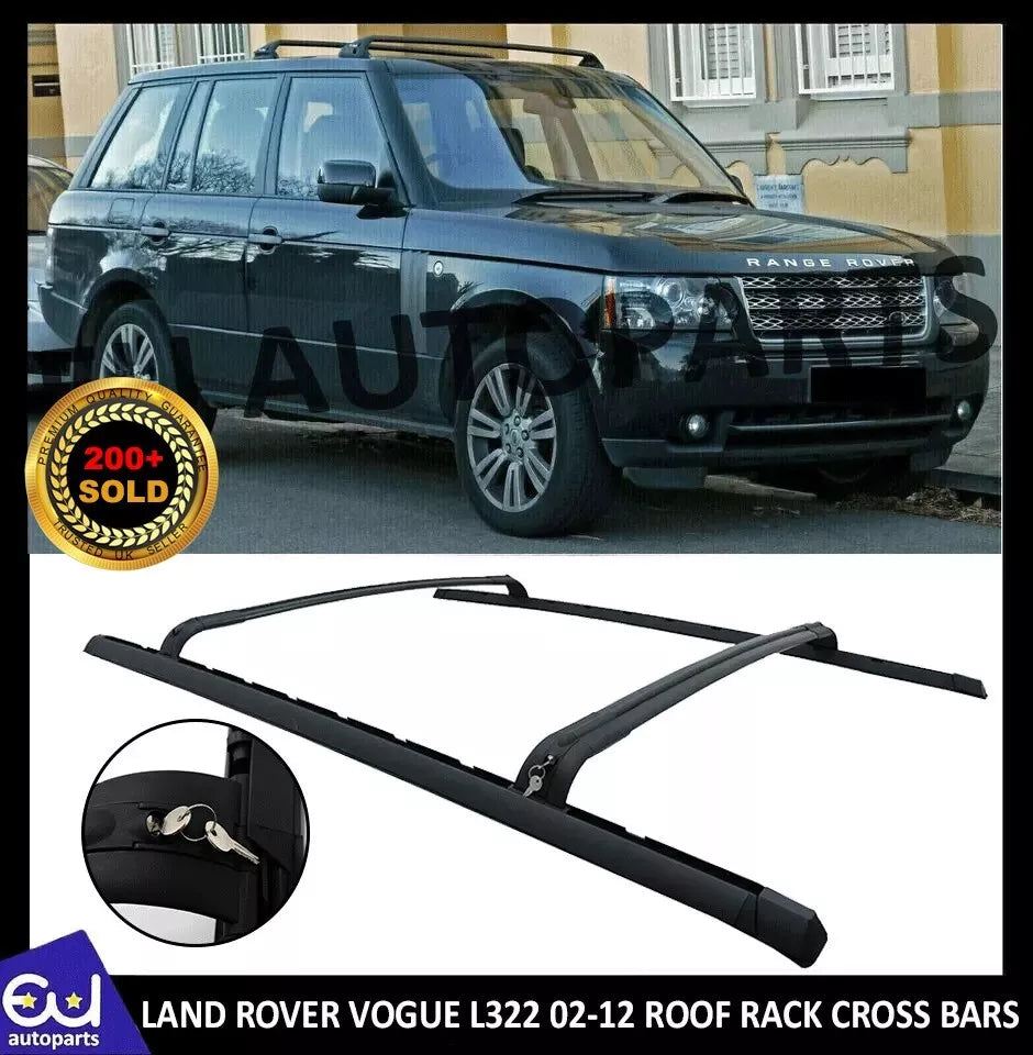 FOR RANGE ROVER VOGUE L322 02 12 BLACK ROOF RAIL RAILS RACK CROSS BARS