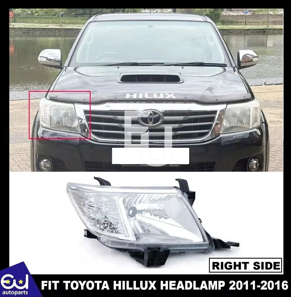 FOR TOYOTA HILUX 2011-2016 FRONT CHROME HEADLIGHT HEADLAMP RIGHT PASSENGER SIDE
