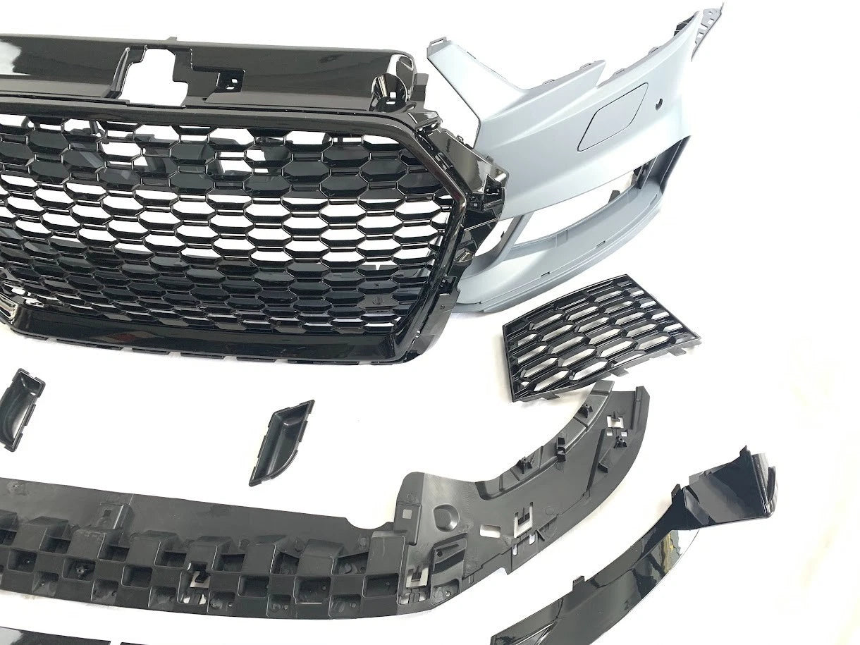 FRONT BUMPER RS3 STYLE LOOK CONVERSION FOR AUDI A3 SEDAN 8V 2016-2020 W/SPLITTER