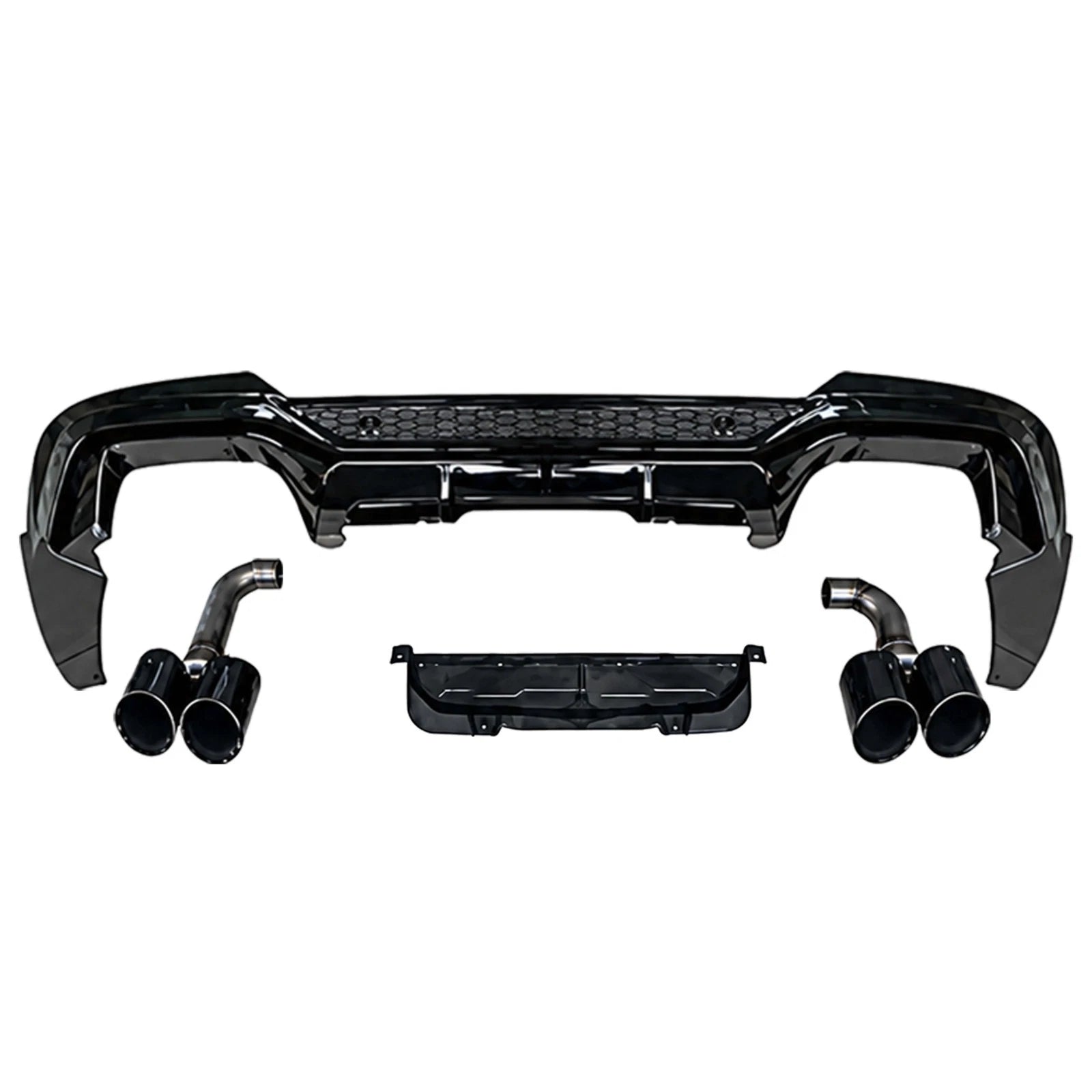 FOR BMW X4 G02 PRE-LCI GLOSS BLACK AERO BODYKIT SPLITTER DIFFUSER AND TIPS 18-21