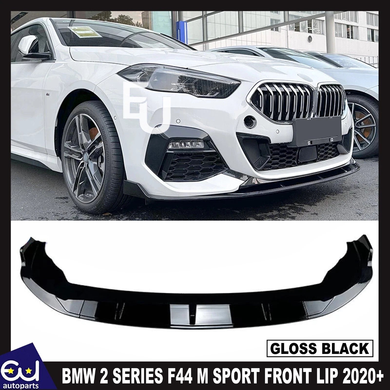 FOR BMW 2 SERIES F44 M-SPORT FRONT BUMPER SPLITTER LIP GLOSS BLACK 2020+
