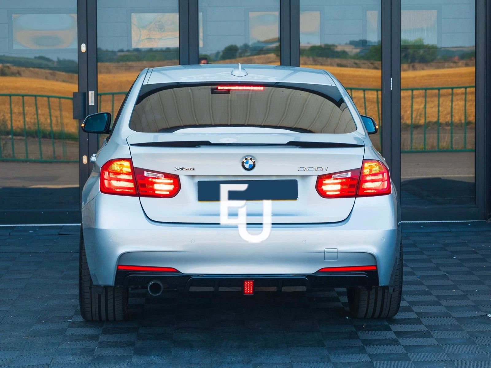 FOR BMW 3 SERIES F30 F31 REAR VALANCE DIFFUSER LIP W/LED GLOSS BLACK 11-19