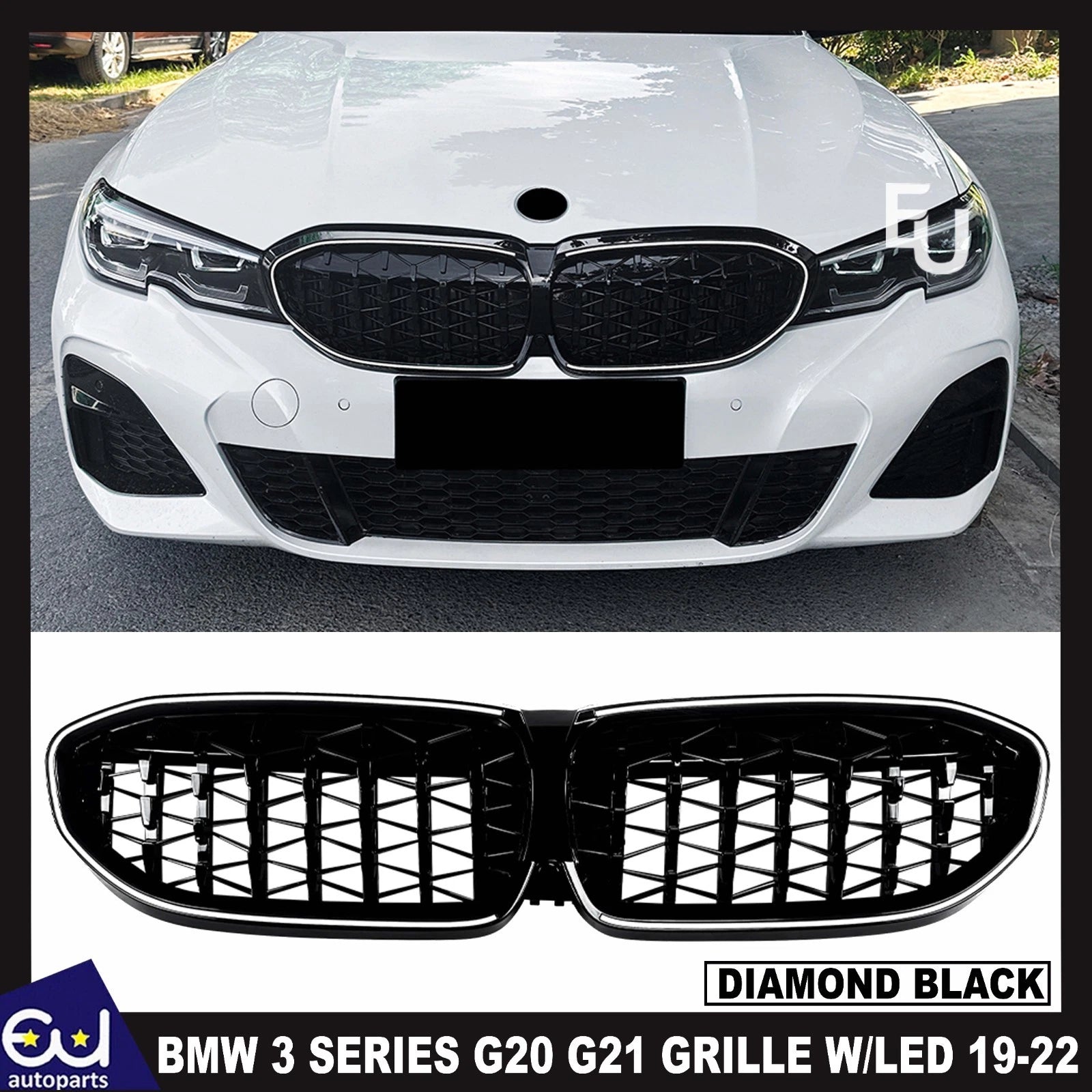 FRONT LED DIAMOND GRILLE LIGHT GRILL FOR BMW 3 SERIES G20 G21 PRE-LCI 2019-2022