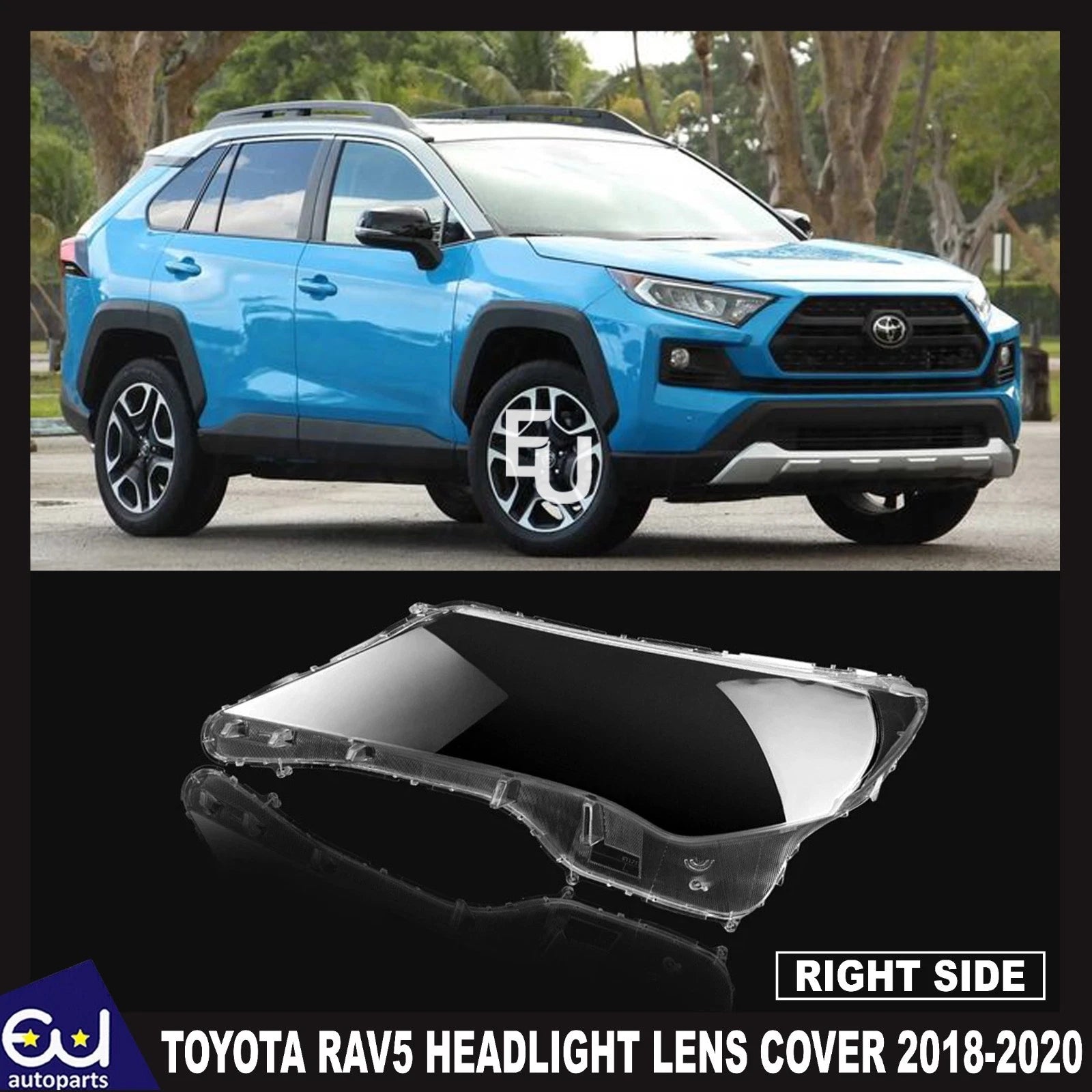FOR TOYOTA RAV5 CLEAR HEADLIGHT LENS SHELL LAMPSHADE RIGHT DRIVER SIDE 2018-2020