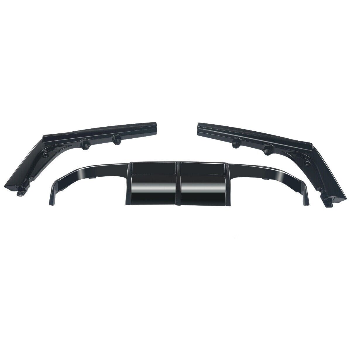 FOR BMW 3 4 SERIES F80 F82 M3 M4 REAR DIFFUSER VALANCE V STYLE GLOSS BLACK 13-18