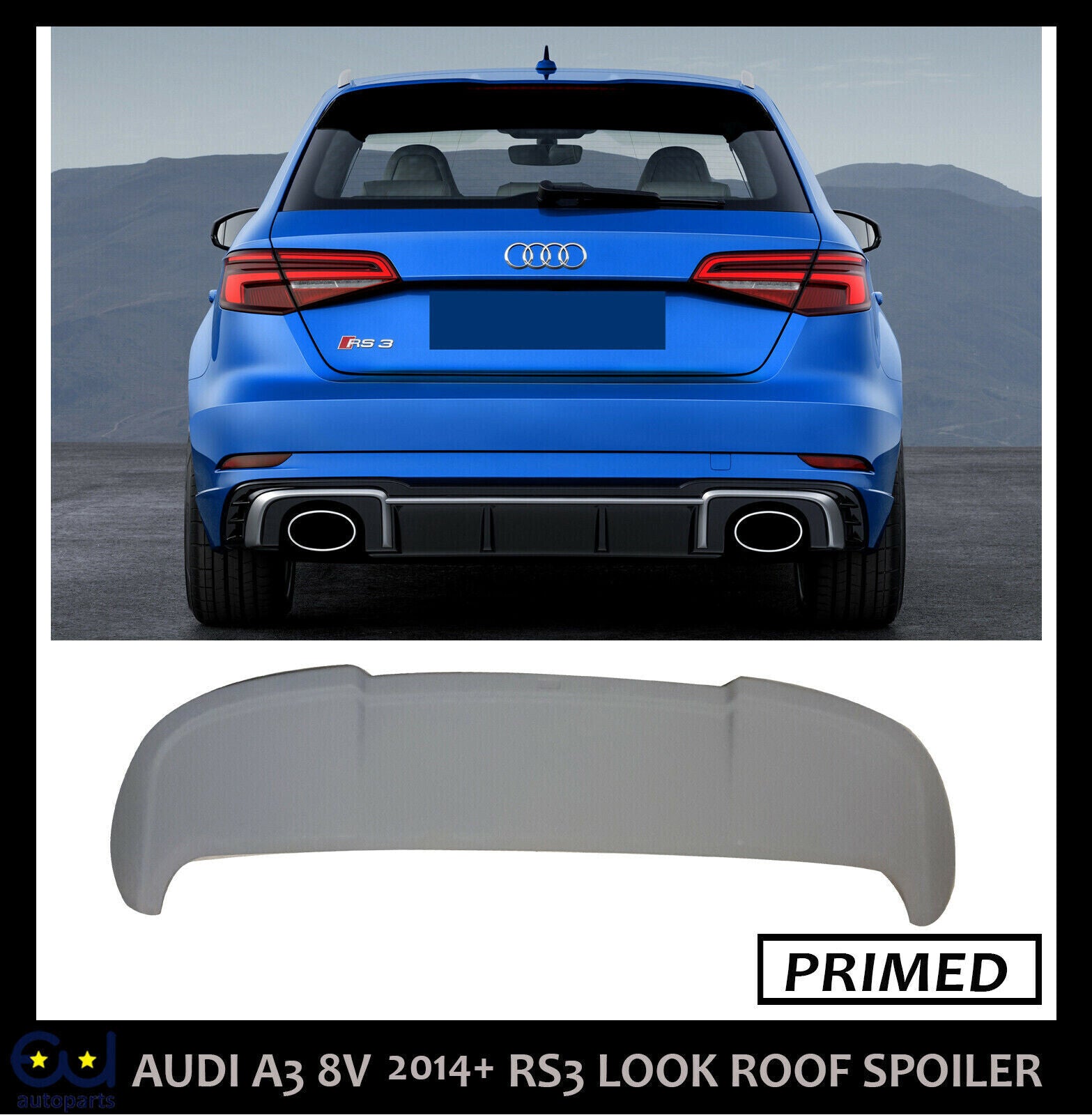 FOR AUDI A3 8V HATCHBACK 14+ RS3 LOOK REAR WING HOOD ROOF SPOILER SPLI