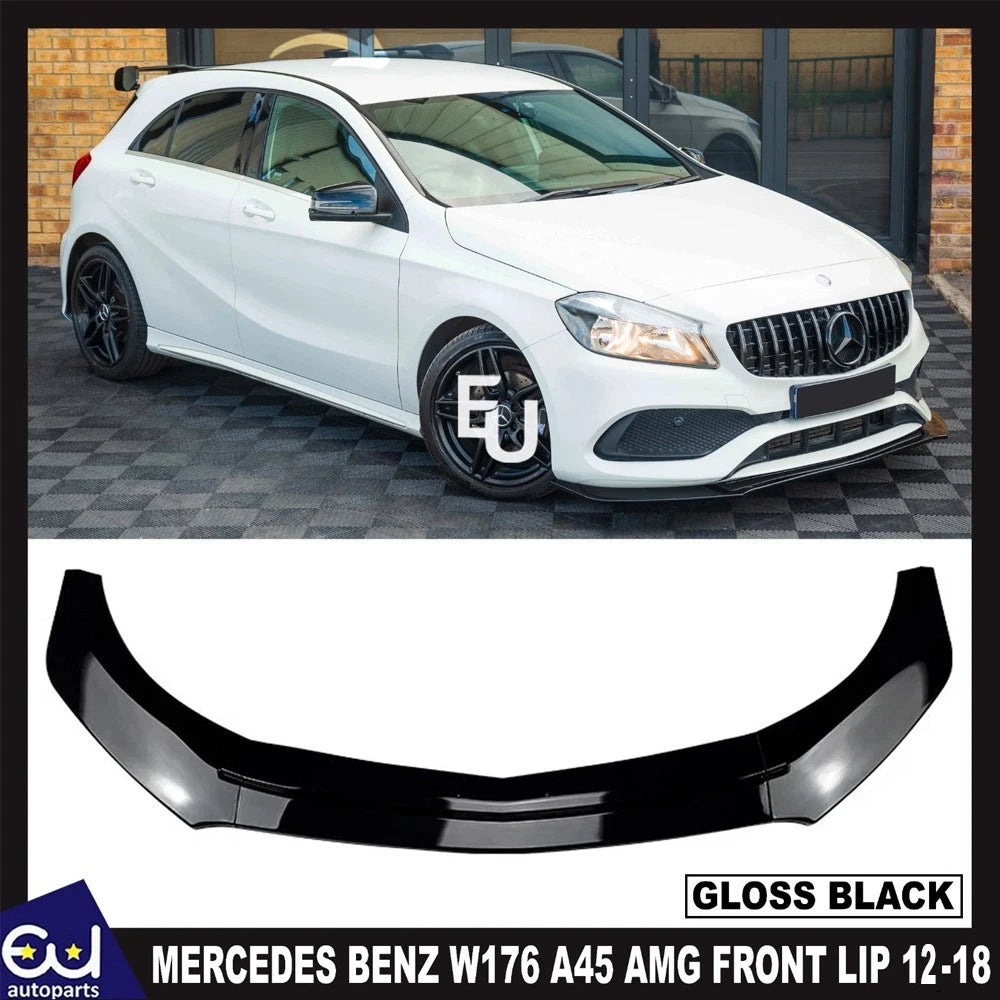 FOR MERCEDES BENZ W176 A45 AMG FRONT BUMPER SPLITTER SPOILER LIP GLOSS BLK 12-18