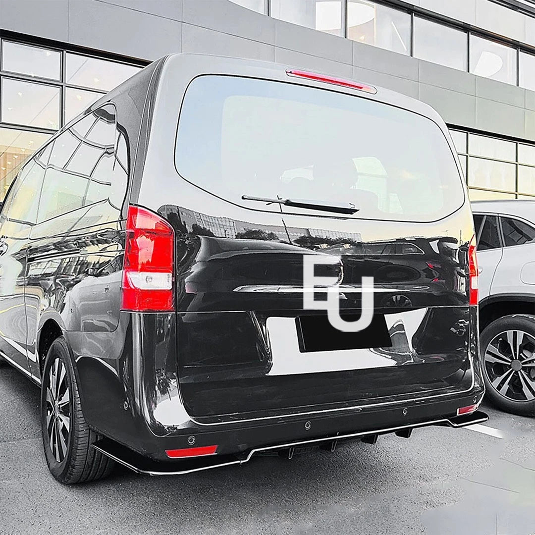 FOR MERCEDES BENZ VITO W447 REAR BUMPER DIFFUSER VALANCE LIP GLOASS BLACK 16-23