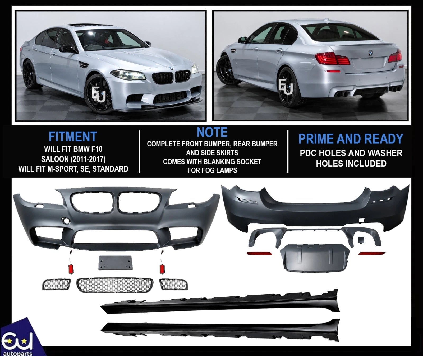 M5 STYLE BODYKIT FOR BMW F10 5 SERIES 550i 535i M5 2010–2016 SALOON BUMPERS KIT