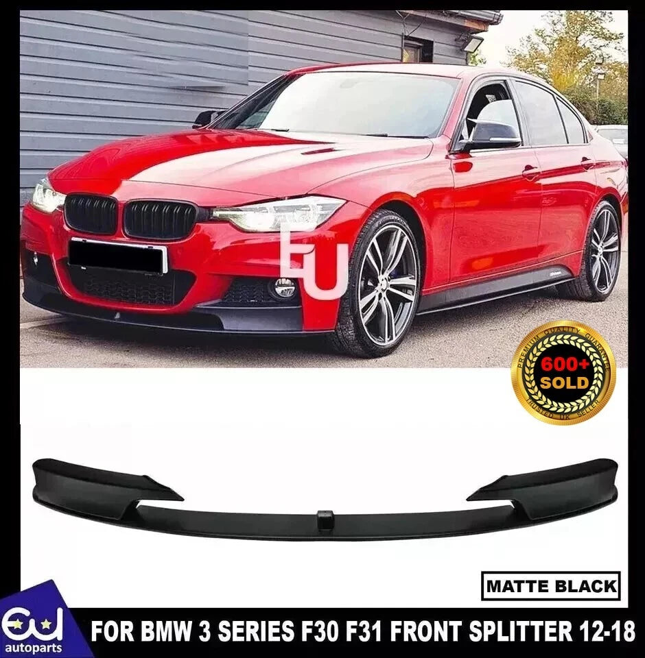 M SPORT FRONT BUMPER SPLITTER LIP FOR BMW 3 SERIES F30 F31 MATTE BLACK 2012-2018