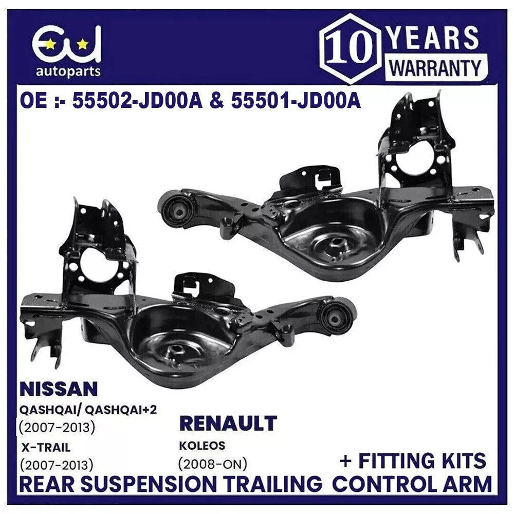 REAR LOWER PAIR SUSPENSION CONTROL TRAILING ARM FOR NISSAN QASHQAI+FITTING KITS