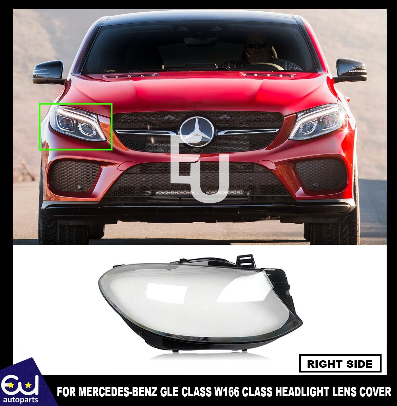 HEADLIGHT LENS COVER FOR MERCEDES BENZ GLE W166 15 -19 RIGHT DRIVER SIDE LENS UK