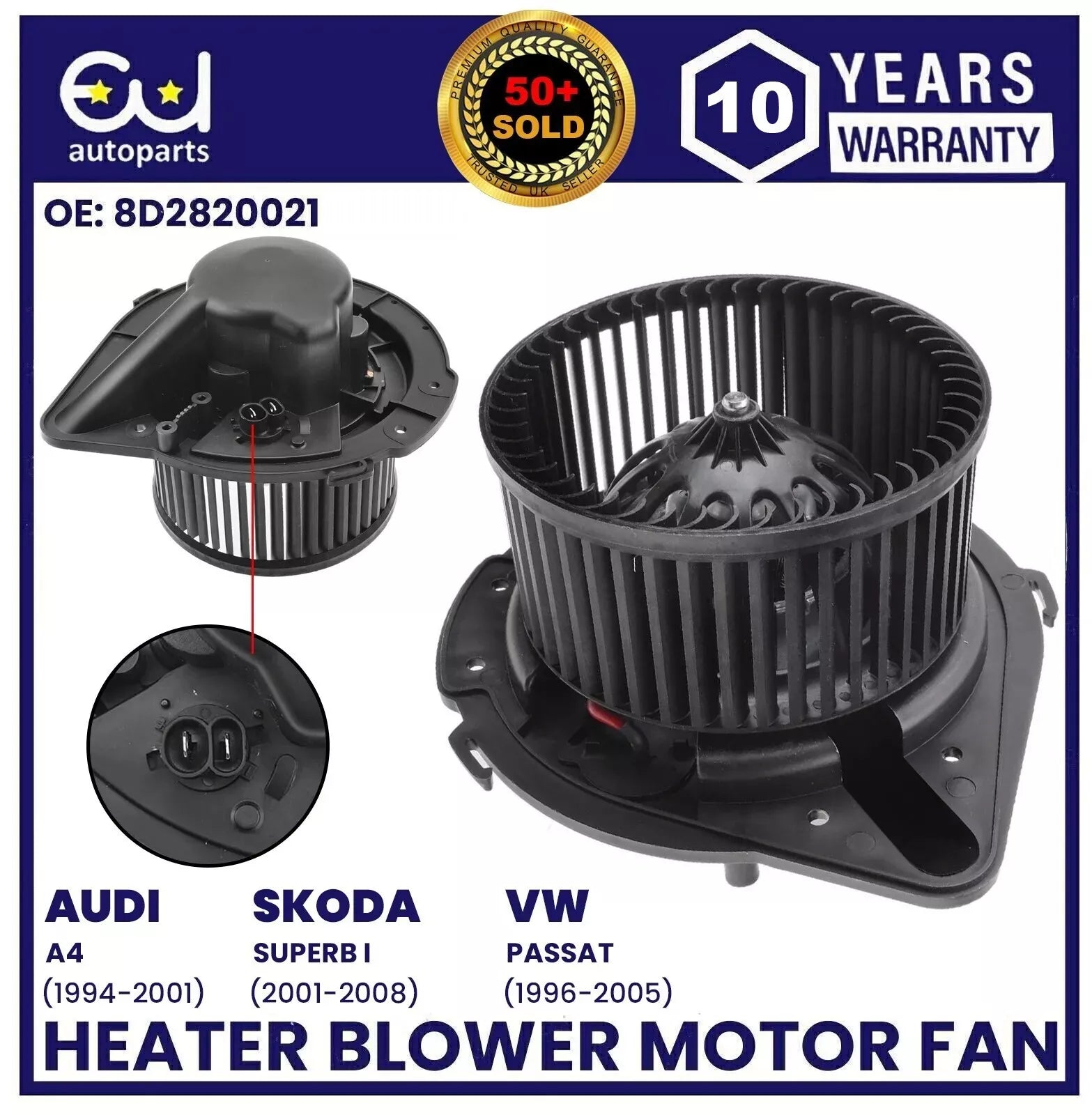 HEATER BLOWER MOTOR FAN FOR AUDI A4 B5 1995-2001 VW PASSAT 1996-2005 8D2820021
