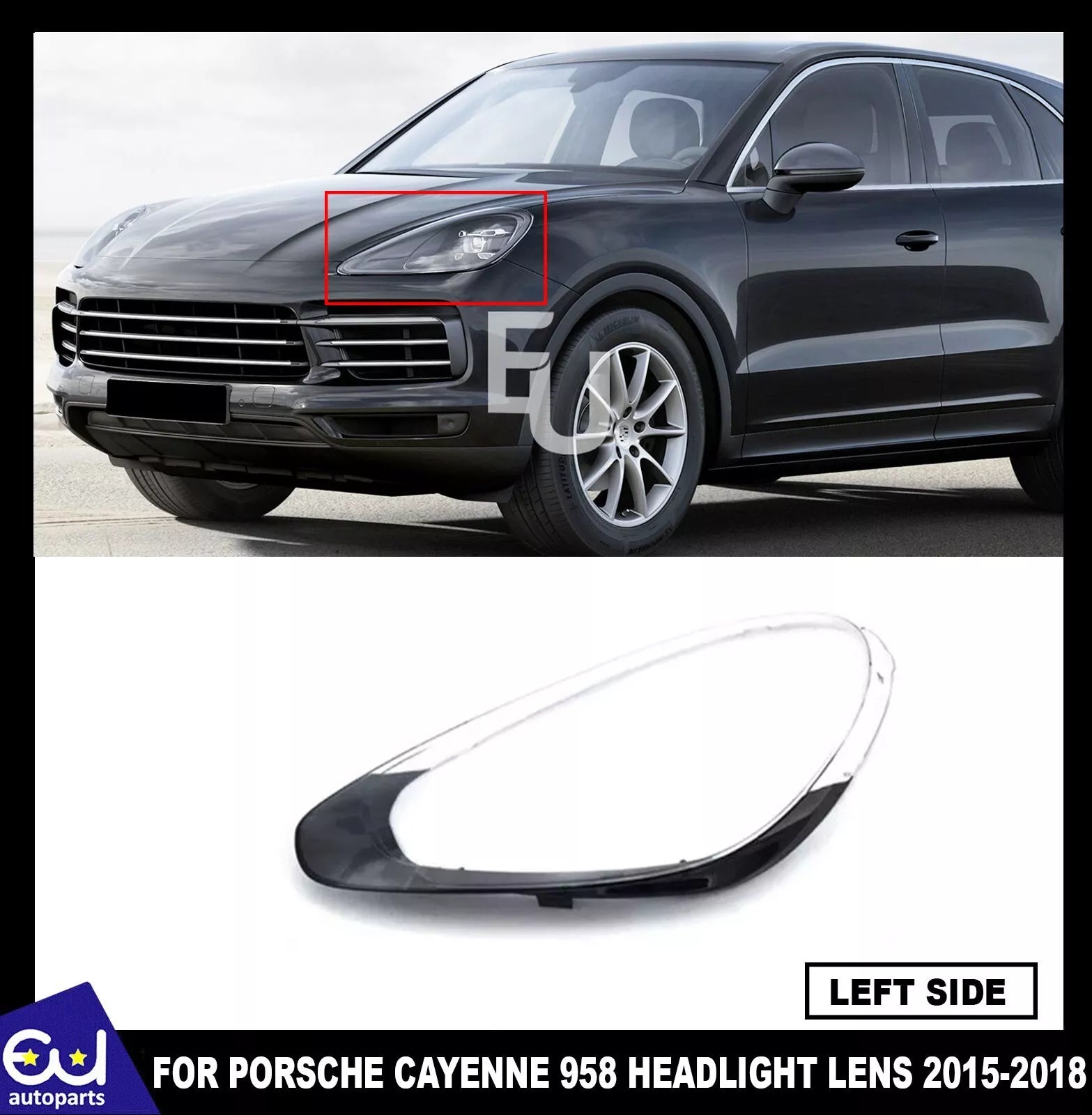 LEFT PASSENGER SIDE HEADLIGHT LENS COVER LAMP FOR PORSCHE CAYENNE 958 2015-2018