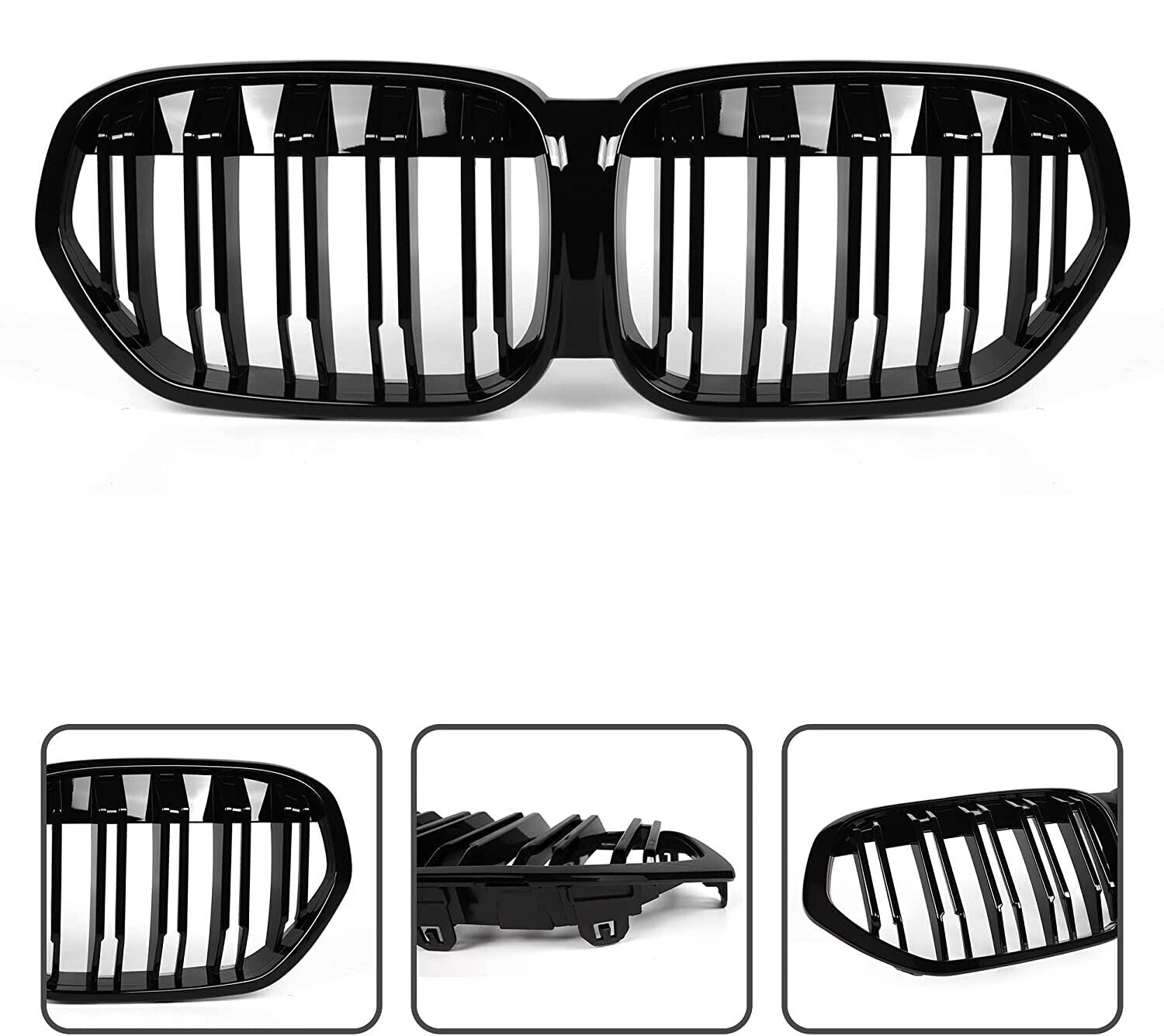 FOR BMW X1 F48 FACELIFT DOUBLE SLAT FRONT KIDNEY GRILLE GRILL GLOSS BLACK 2020+