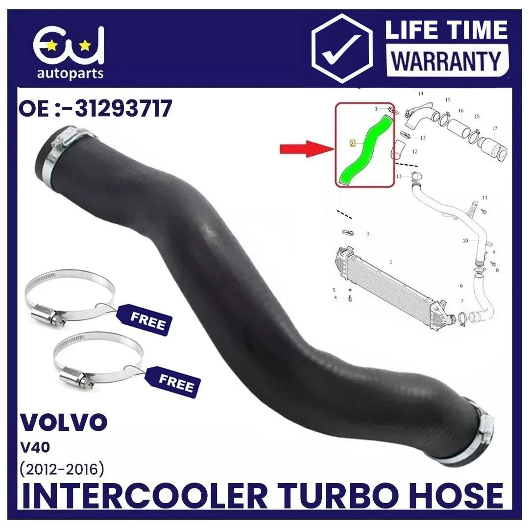 FOR VOLVO V40 D2 1.6 DIESEL INTERCOOLER TURBO HOSE PIPE 31293717  (2012 - 2016)