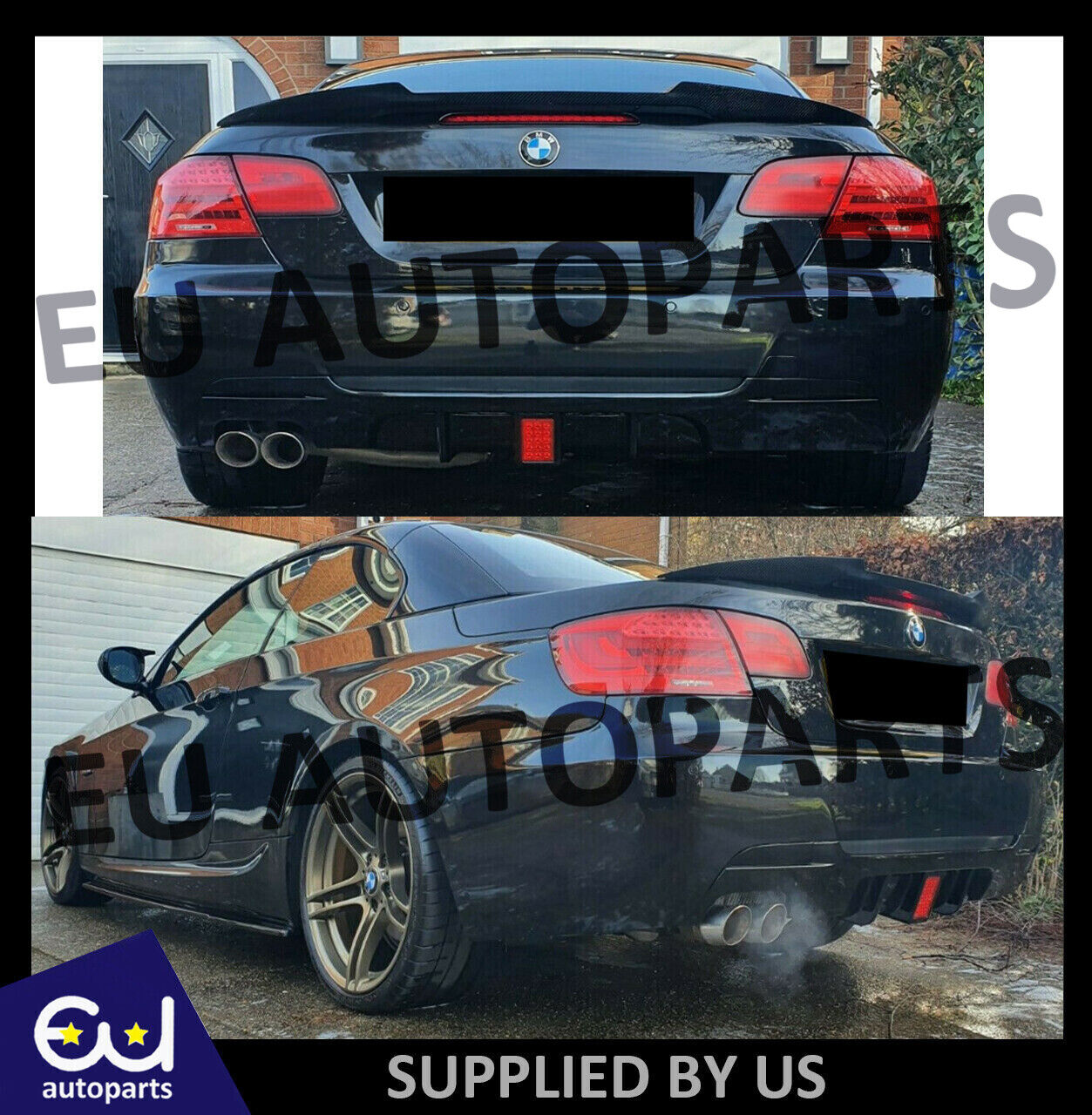 FOR BMW 3 SERIES E92 E93 320i M SPORT REAR DIFFUSER SPLITTER VALANCE LED 2006+