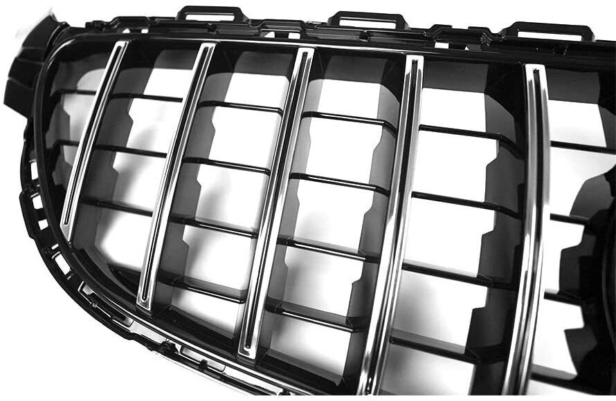 FOR MERCEDES W205 C205 C CLASS FRONT GRILLE GT GTR STYLE BLACK CHROME GRILL