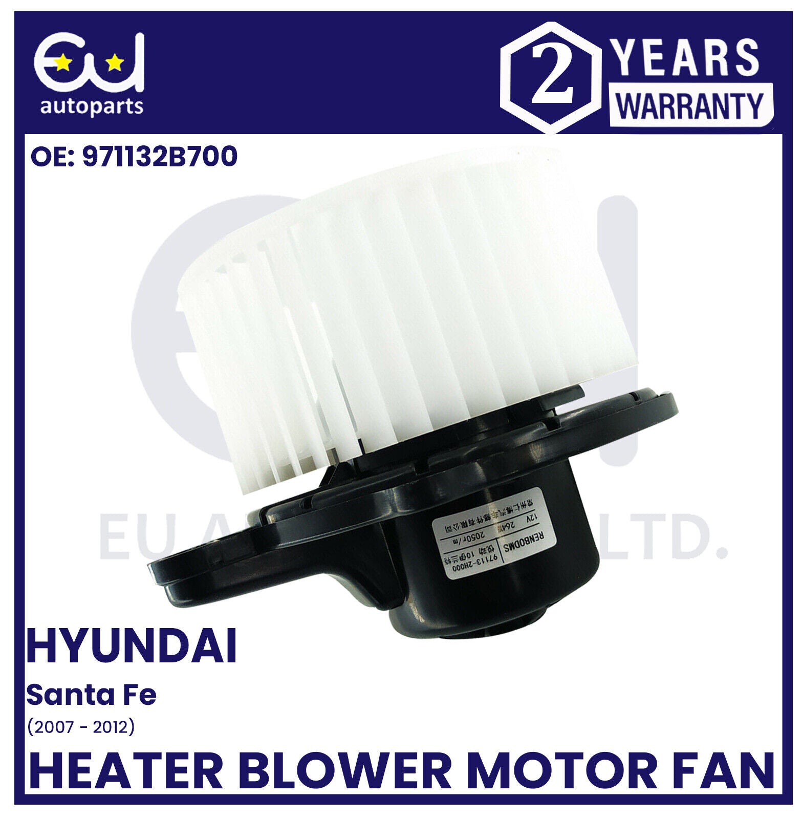 BRAND NEW HEATER BLOWER MOTOR FAN FOR HYUNDAI SANTA FE MK1 2007-2012 971132B700