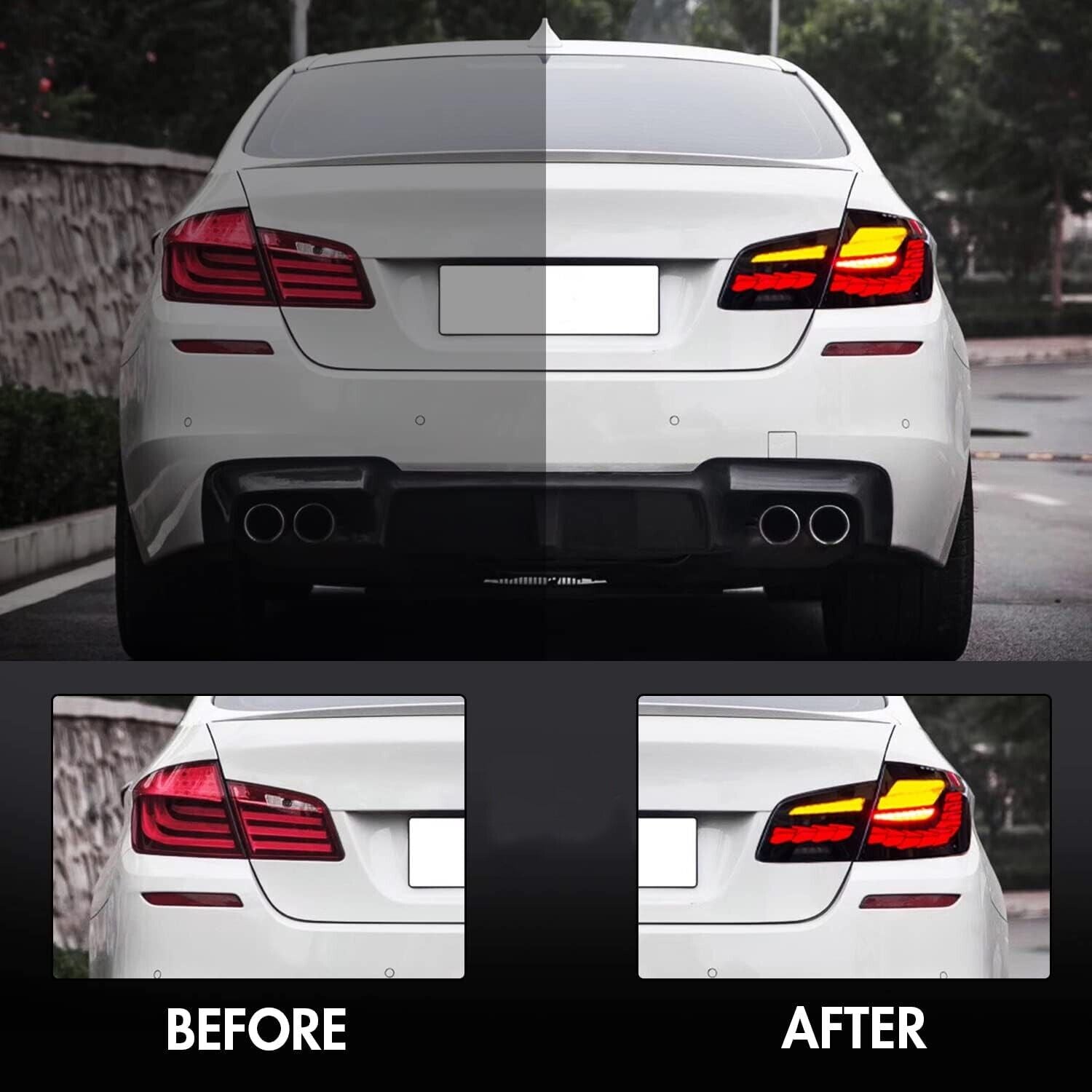 OLED SEQUENTIAL TAIL LIGHTS REAR LAMPS FOR 2009-2016 BMW 5 SERIES F10 F18 SMOKED