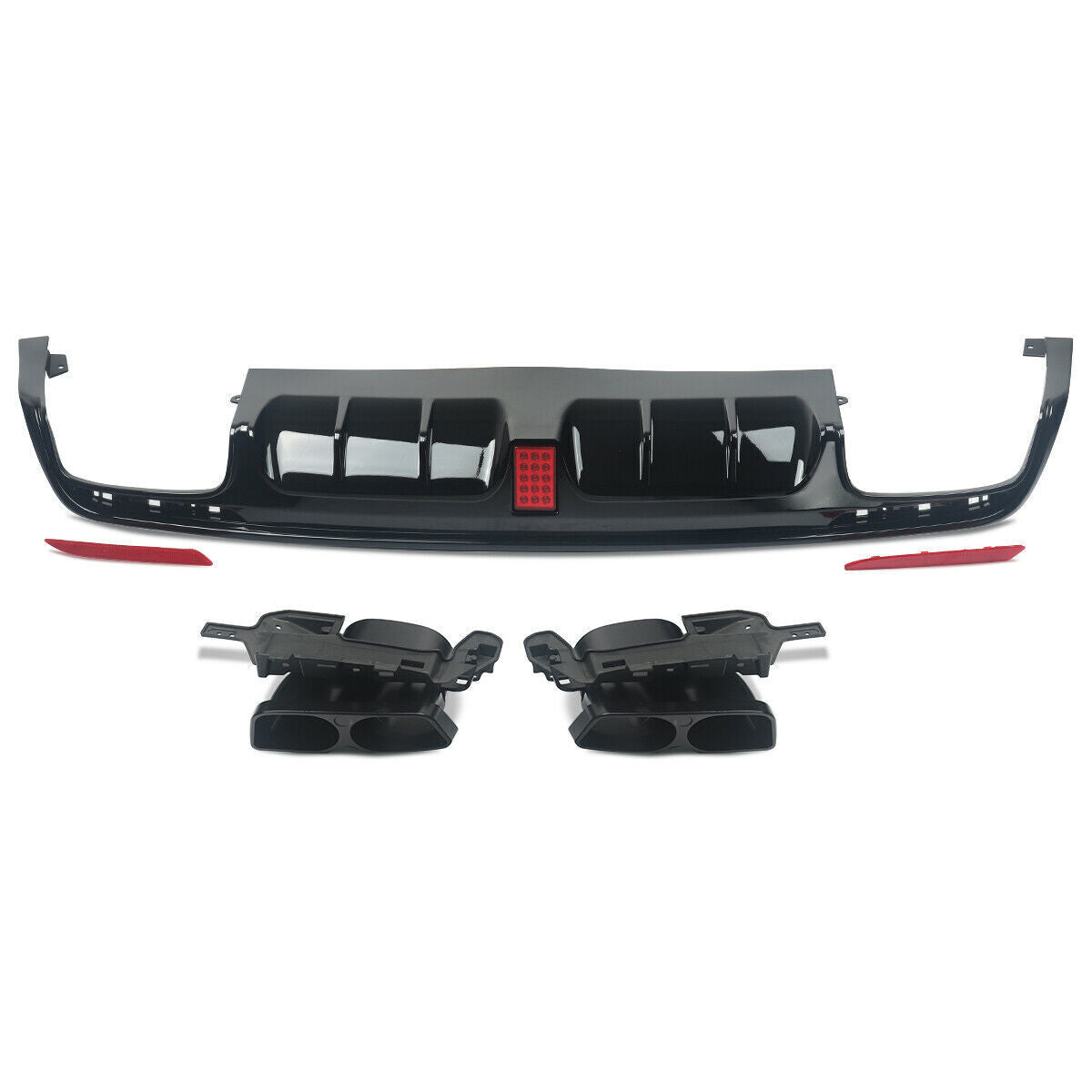 FOR MERCEDES S CLASS S63 W222 B STYLE AMG REAR DIFFUSER TAILPIPE GLOSS BLK 13-17