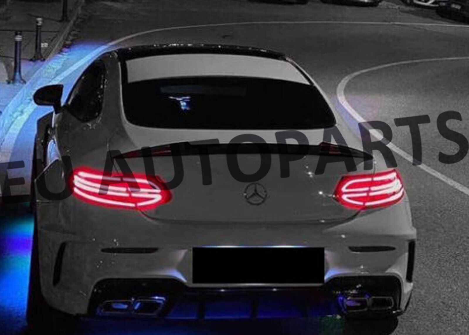 FOR MERCEDES C CLASS C205 COUPE BATMAN STYLE BOOT SPOILER GLOSS BLACK OEM FIT